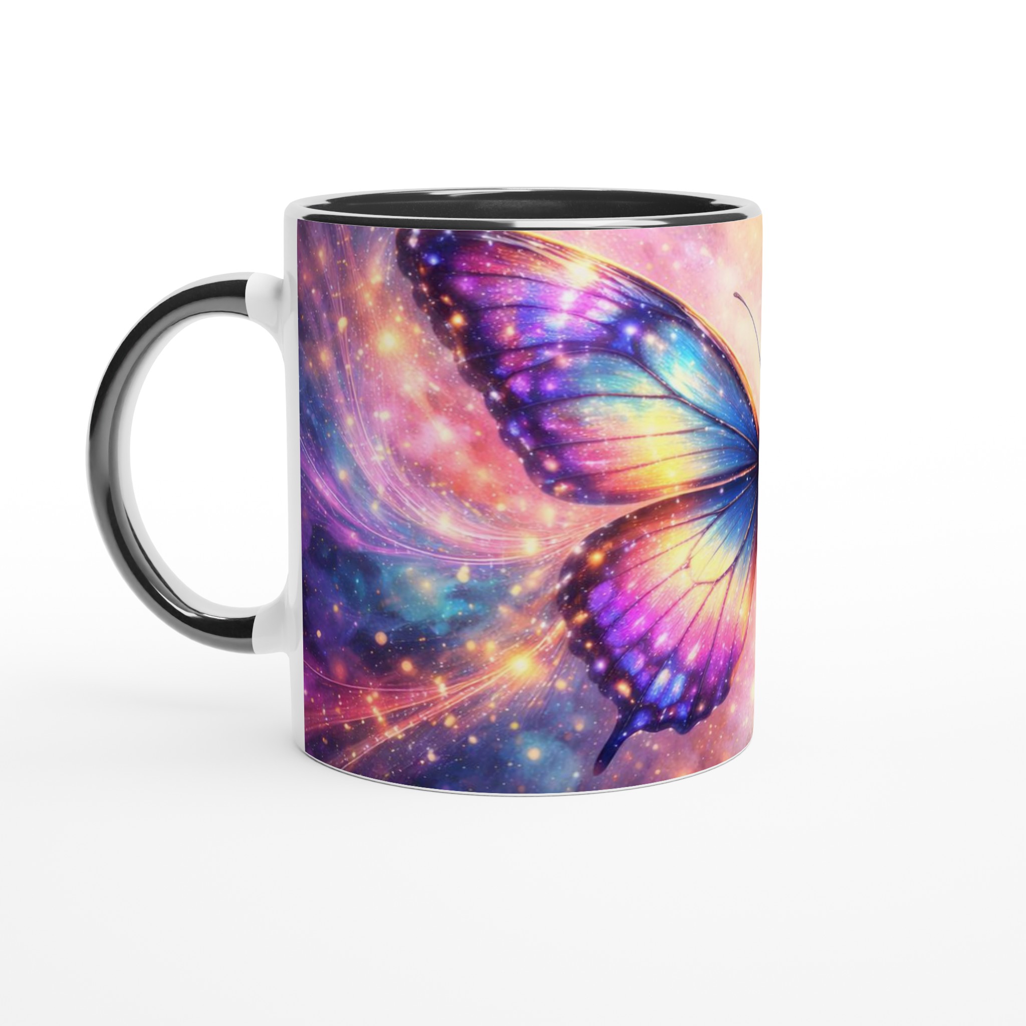 Vit 11oz keramikmugg med fantasyfjärilsglans i regnbågens färger – välj din favoritfärg 4 52e5d464-84fd-4c46-9eb4-7a0679e71c38
