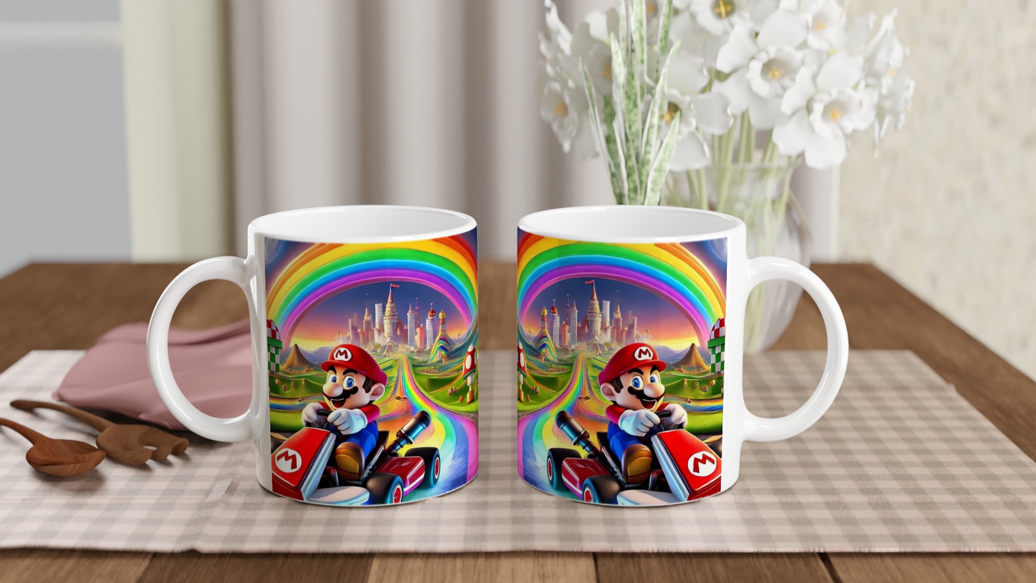 Keramisk 11 oz mugg med livfull Mario Kart-inspirerad regnbågsdesign i flera färgval 10 53155252-e039-48c4-8f8a-65abd3083feb