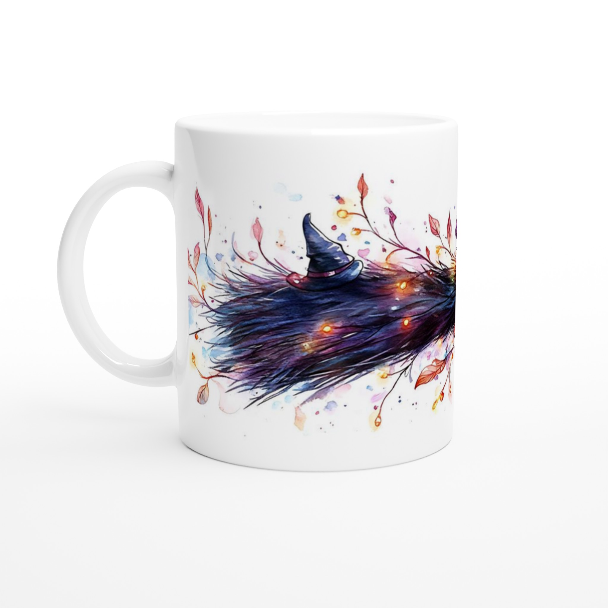 Magisk Häxkvast Mugg - 11oz Keramikmugg med Akvarelldesign & Personliga Färgval 1 531b2541-682e-4bf1-9ee9-76dec9f9e97c