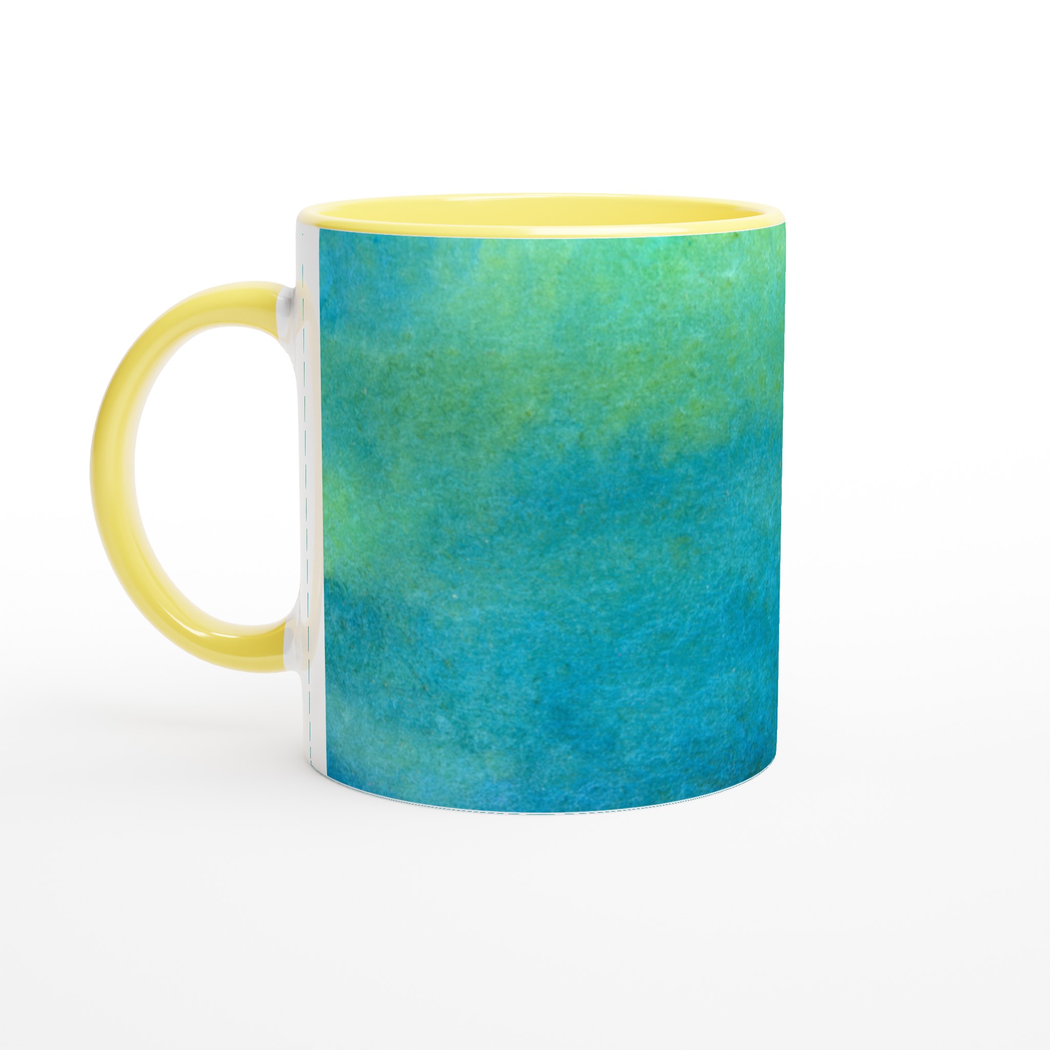 Vit 11oz keramisk mugg med levande blå och gröna akvarelltoner – välj din favoritfärg 3 53249d0f-97fb-459e-a611-57dfa900b38e