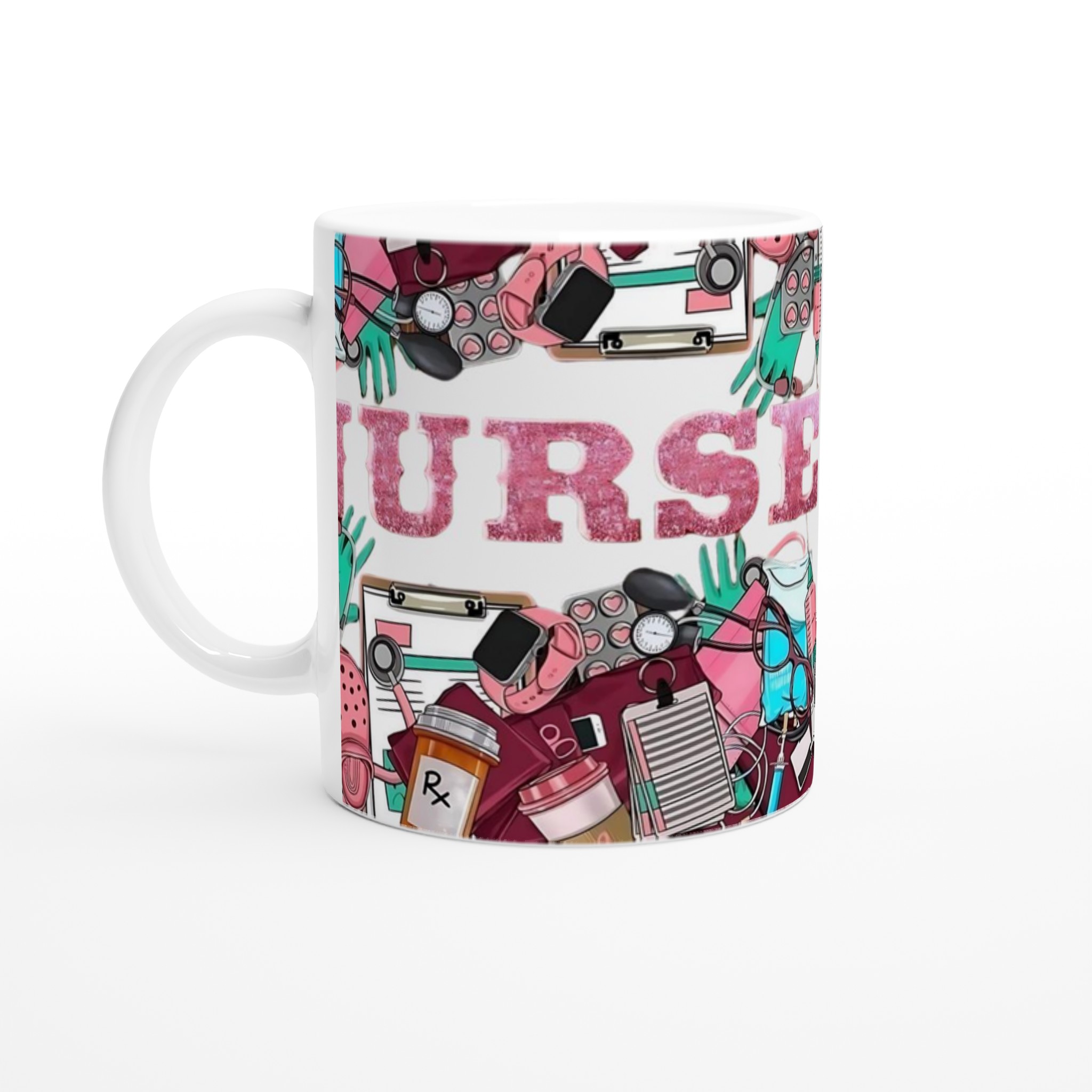 Keramisk mugg 11oz med rosa Nurse-design – välj bland 7 färgstarka keramfärger 1 53649b66-37ad-4899-996d-39940b63c544