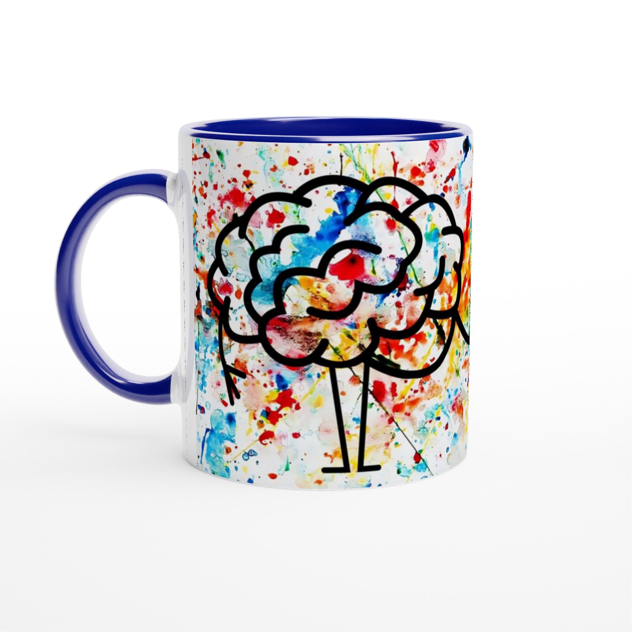Vit 11oz keramisk mugg med färgsprakande kreativt hjärta & hjärna-motiv i flera färger 2 536c49bb-d991-42f3-80b2-c35c51d70eeb