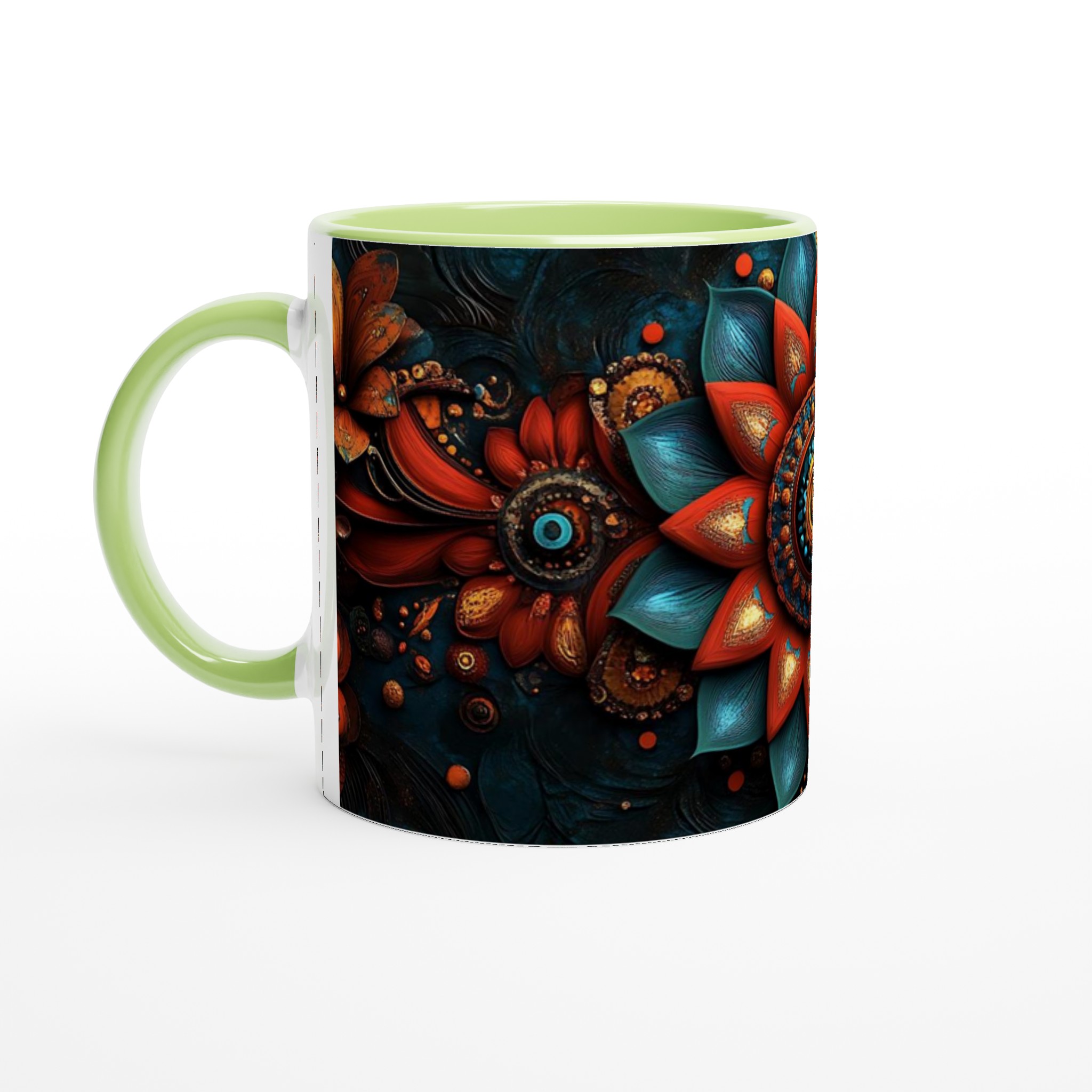 Abstrakt Mandala Keramikmugg - Livfulla Turkosa och Kopparröda Toner i 11 oz 7 5379f132-2d1f-4e40-bb8c-d86d6e778661