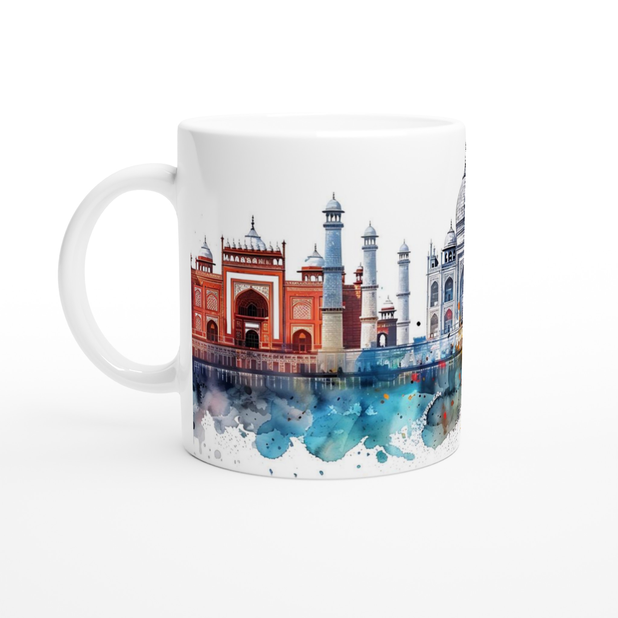 Magisk Taj Mahal Akvarellmugg – 11 oz Keramikmugg i ditt val av sju livfulla färger 1 537a6120-8178-4a22-99ae-cef9aac624ca