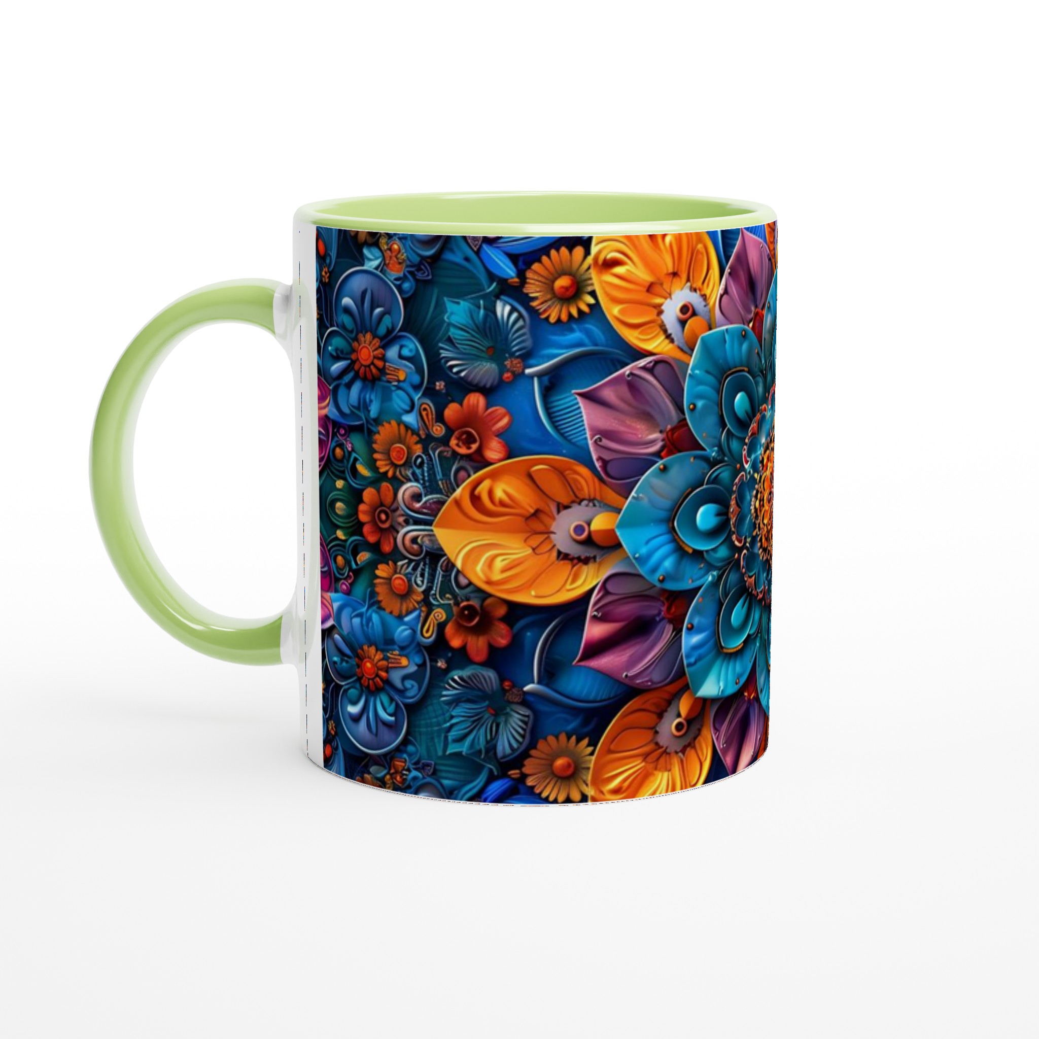 Mångfärgad Floral Mandala 11oz Keramikmugg - Lyxig Design för Din Favoritdryck 7 537f479c-636c-43bb-85d6-416a83af15fe