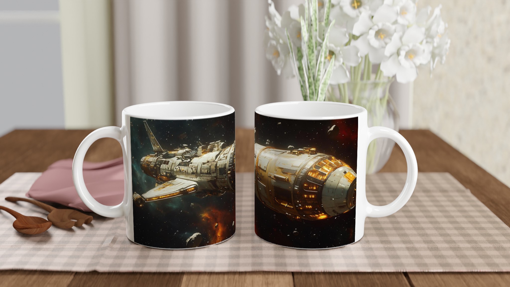 Kosmisk Färd: Rymdskeppsmugg i Premium Keramik – 11 oz Vit Mugg för Äventyrare 10 53c7417d-d7e8-4c2c-9210-93670c9e71f2
