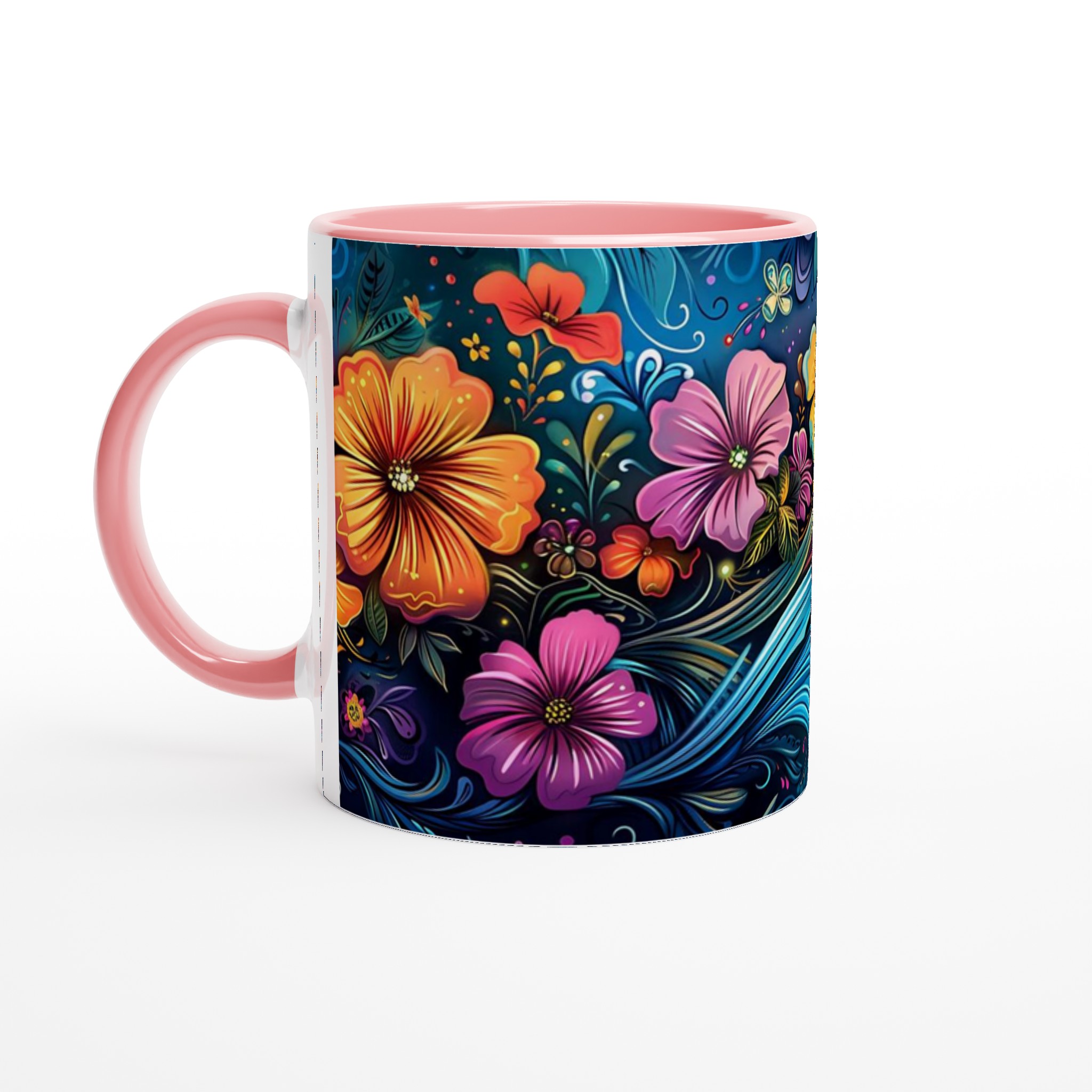 Färgsprakande Blomstermugg – 11oz Keramikmugg med Livfull Konst & Valfri Färg 6 53d78f16-ae0e-4adf-b5b8-3b49c5164da5