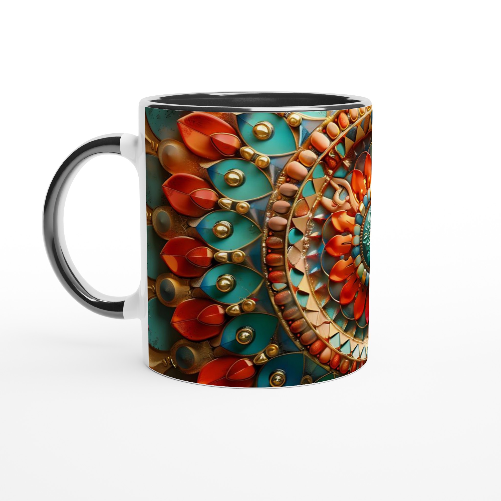 Mångfärgad Orientalisk Mandala Keramikmugg – 11 oz Vit Mugg för Livliga Tryck 4 53dedabd-1dfb-457e-9be4-7d416cea0382
