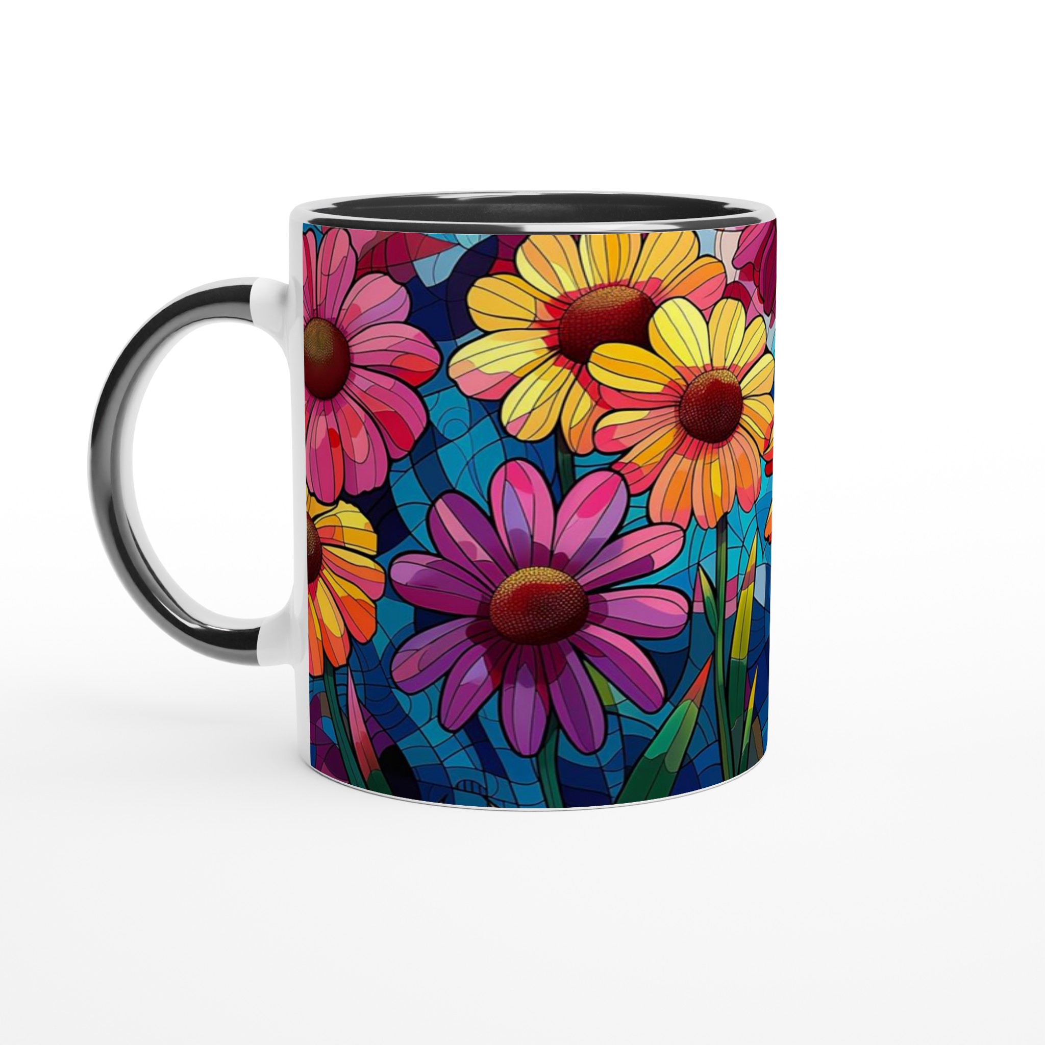Färgsprakande Blommönster 11oz Keramisk Mugg – Välj bland 7 Livfulla Färger! 4 53e08021-8400-4795-99ec-fd62b8934b25
