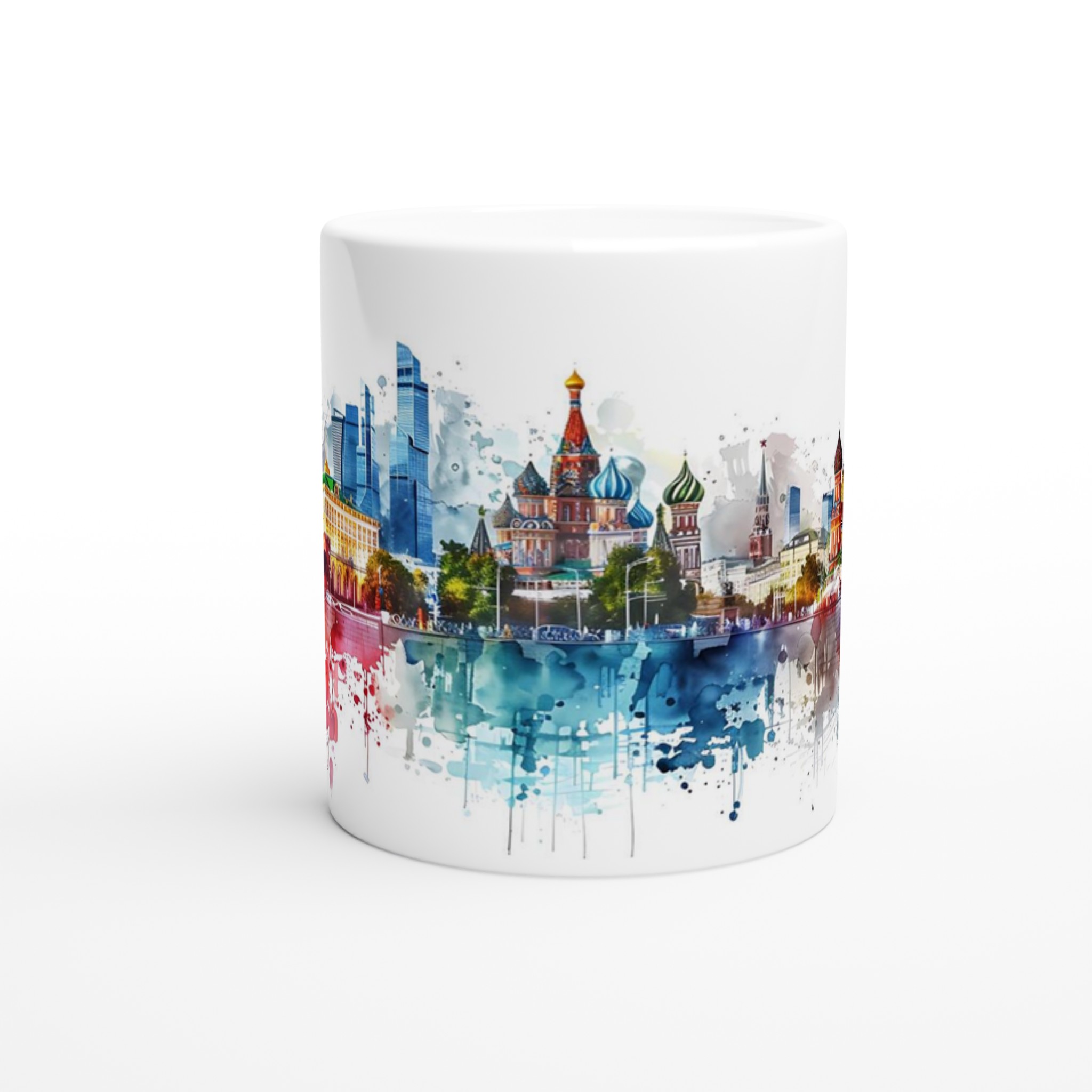 Abstrakt Moskva Stadssiluett Keramisk Mugg - Akvarellstil i Valfri Färg 8 53f0d437-a6ee-4f9c-b9f7-8331a8710798