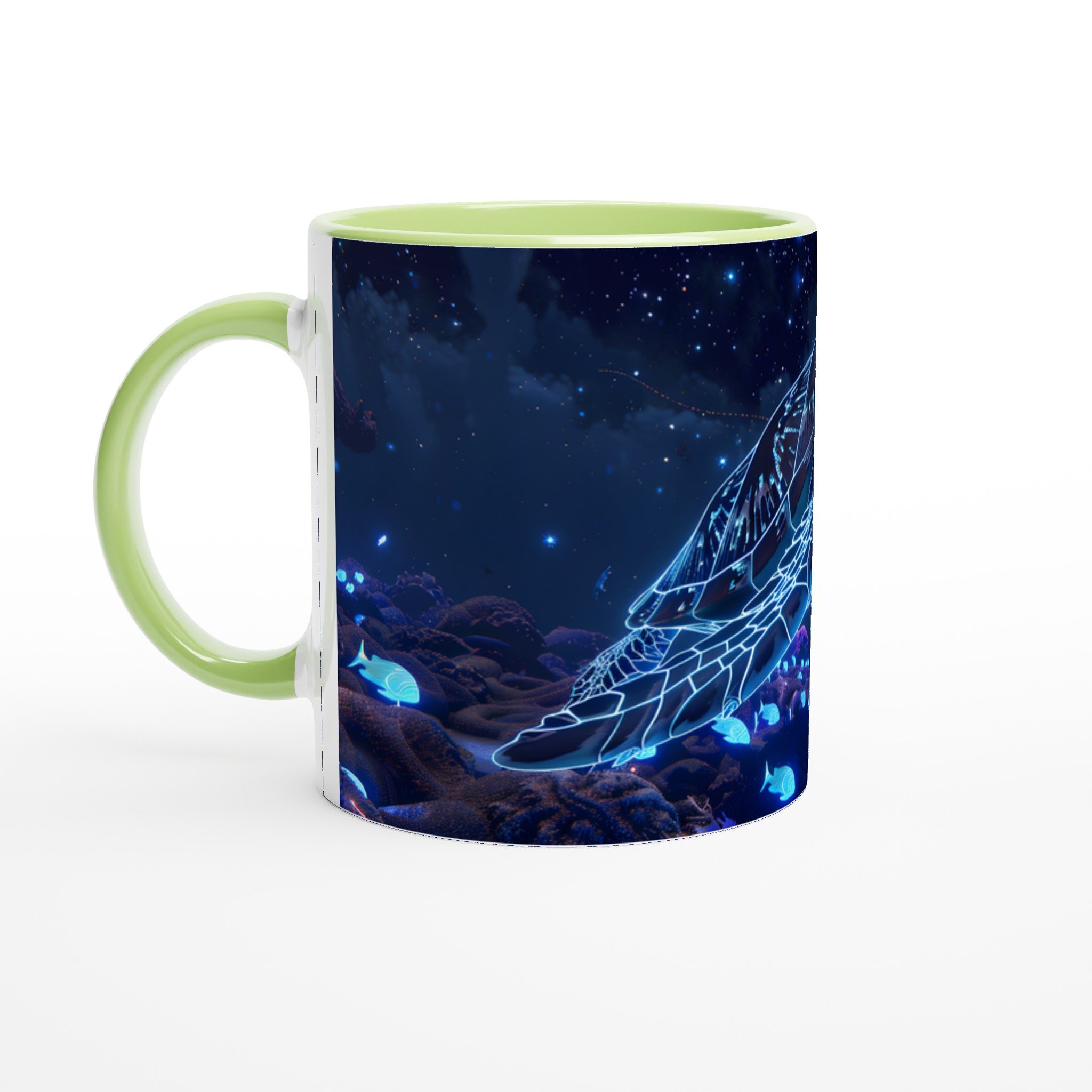 Glödande Neon Havssköldpadda 11oz Keramisk Mugg – Drömsk Akvatisk Design 7 53f51649-b0a6-4d74-8aff-9785eddcb2aa