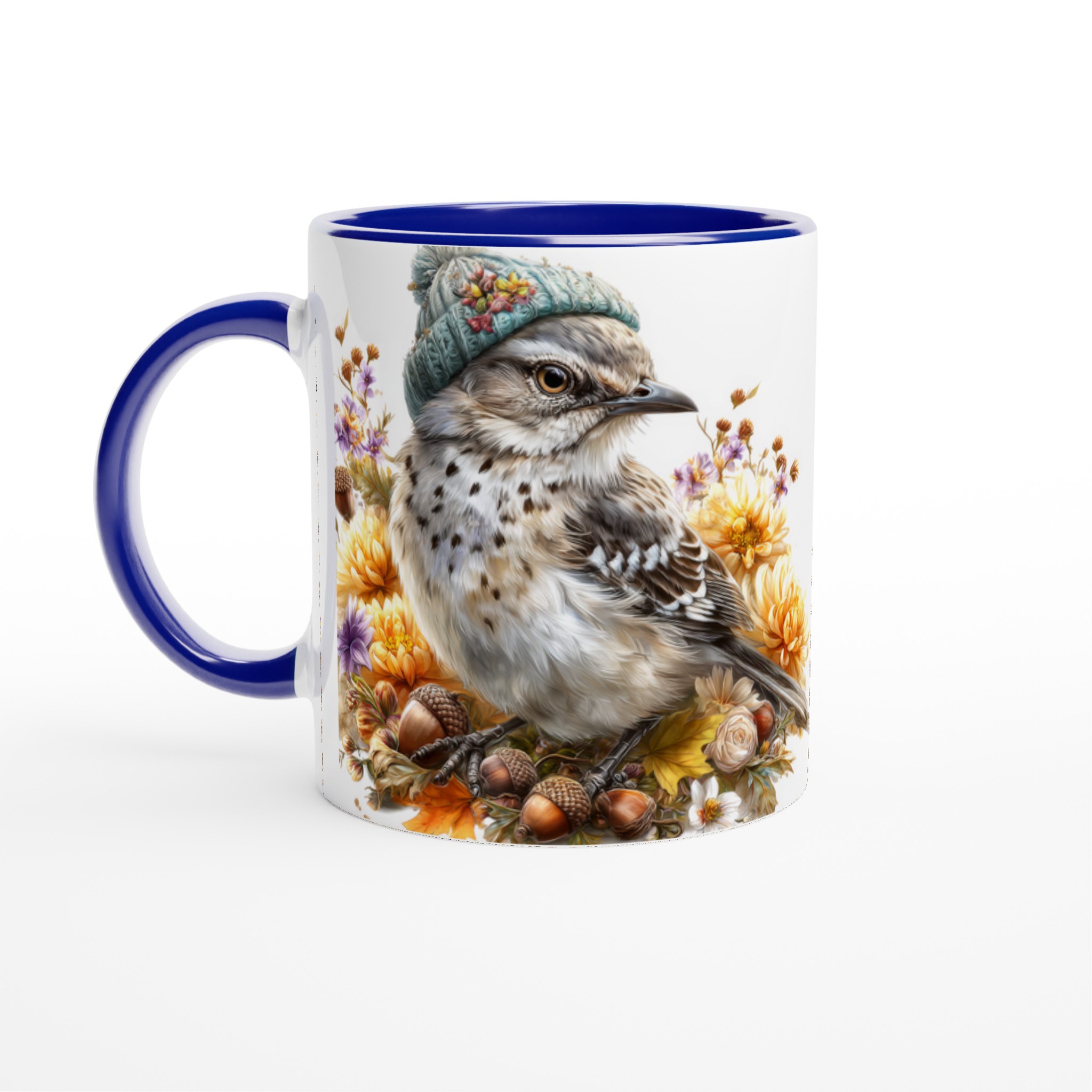 Vit 11oz keramisk mugg med charmigt fågelmotiv i mjuka höstfärger – välj din favoritfärg 2 53f80526-436c-41c8-ae9d-4040d6fbbc5a