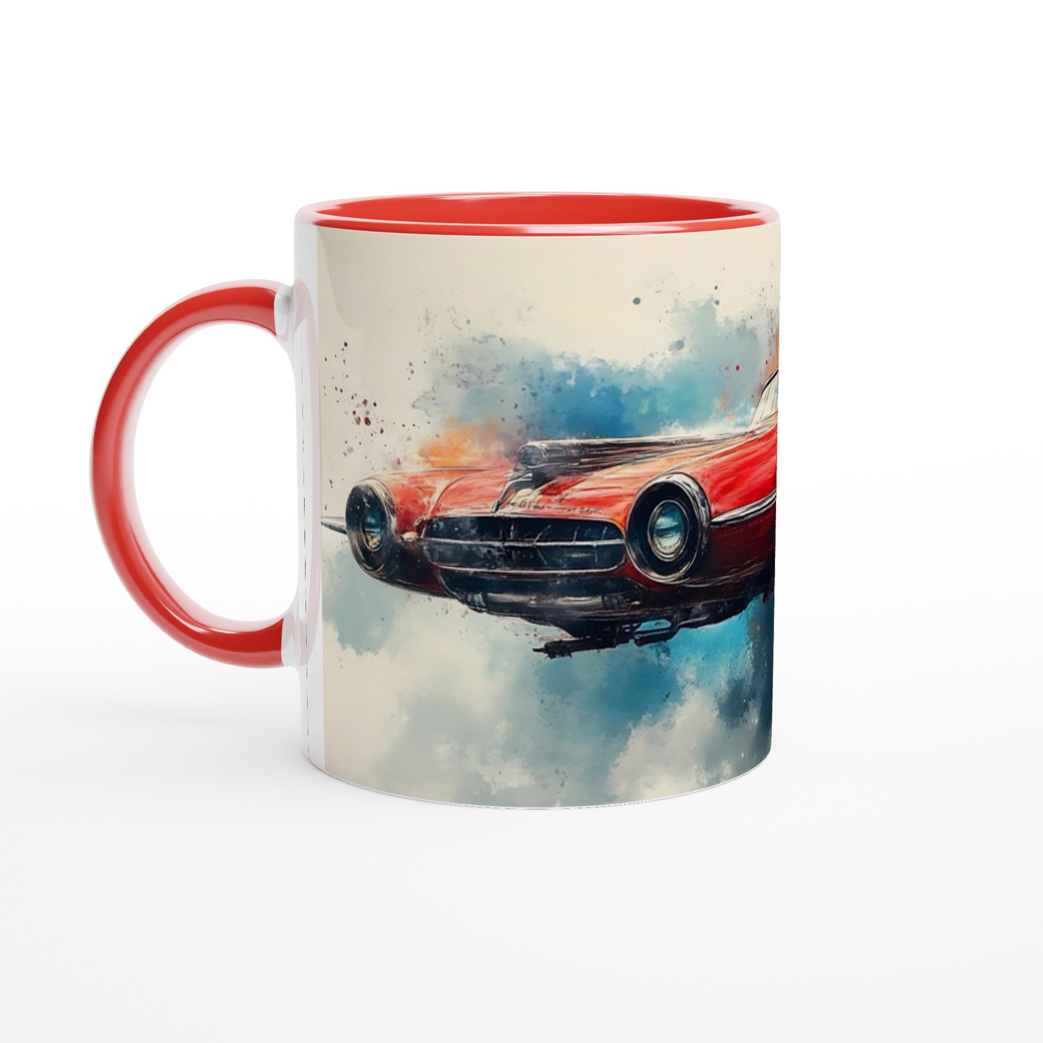 Retro Futurism Flygande Bil Mugg – Fantasifull Akvarellkonst i 7 Färgstarka Nyanser 5 543fc164-e2a8-415b-994e-3c1f06165e9f