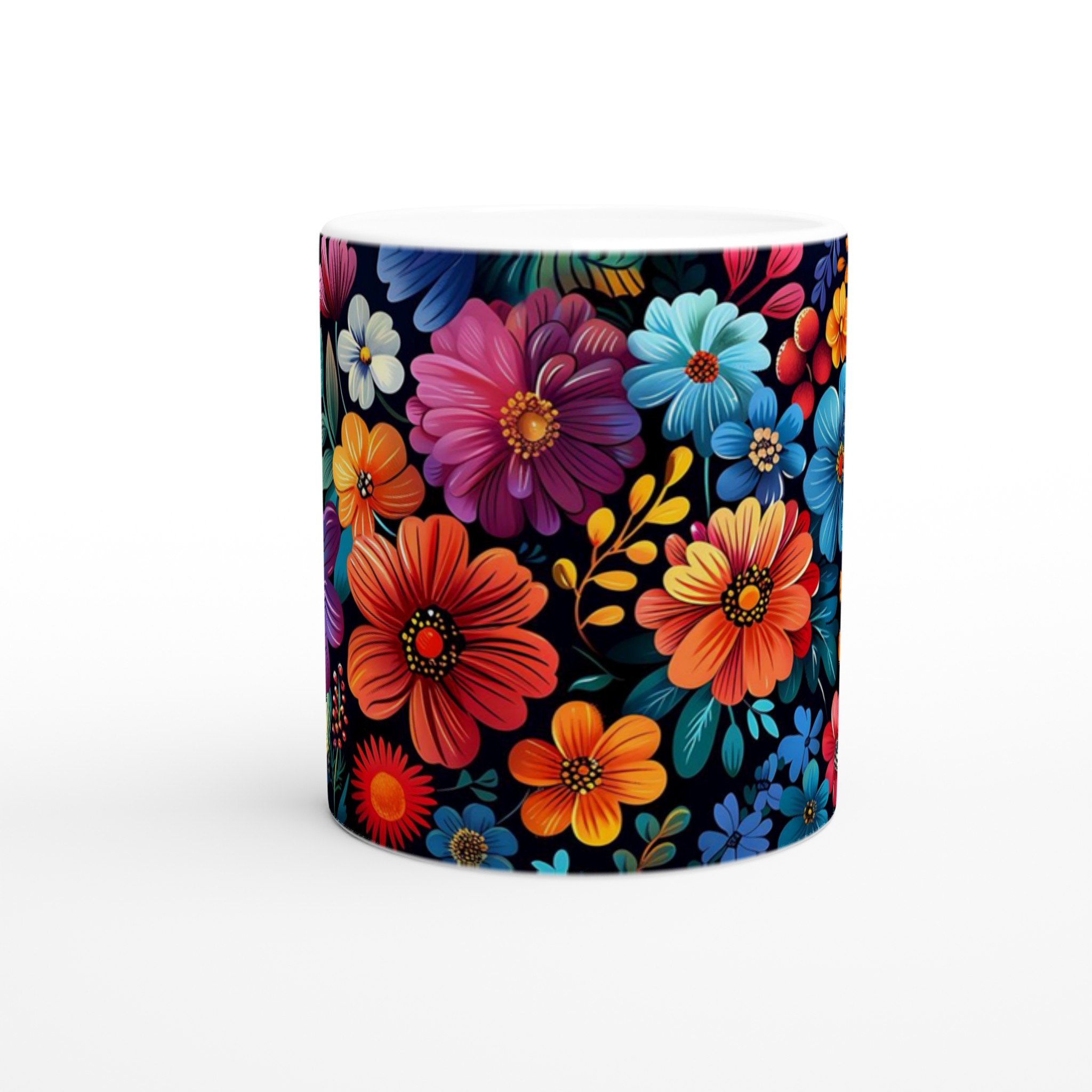 Färgsprakande Blommönster Mugg – 11oz Keramisk Kaffekopp för en Glad Start på Dagen 8 54648178-f27a-4ccc-b254-e9a1580ca6fa