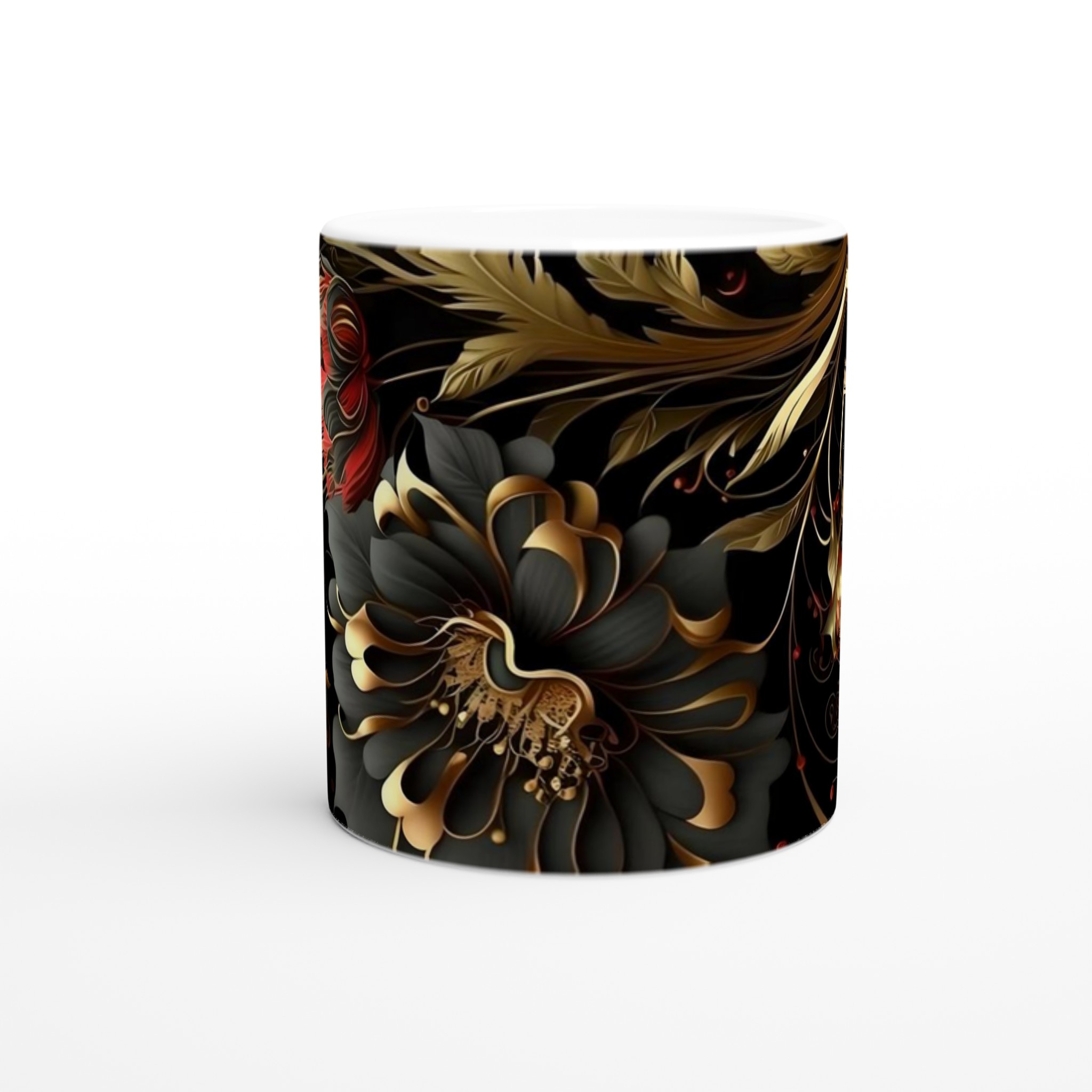 Elegant 11oz Keramisk Mugg med Gyllene Blommotiv – Välj Bland Flera Färger 8 546fa5fd-5530-46d2-af05-6d8d01ac63cd