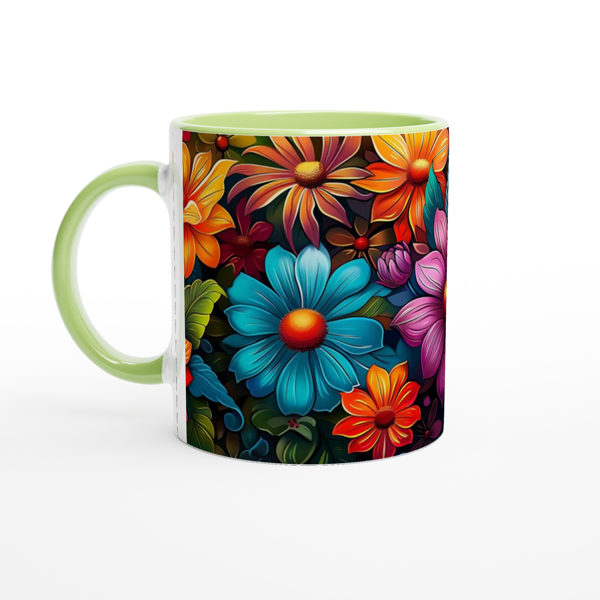Färgsprakande Blomstermugg – 11oz Keramisk Kaffemugg i Ditt Val av 7 Livfulla Färger 8 54872a0b-6bf0-43b2-8851-f88a3b4b4d18