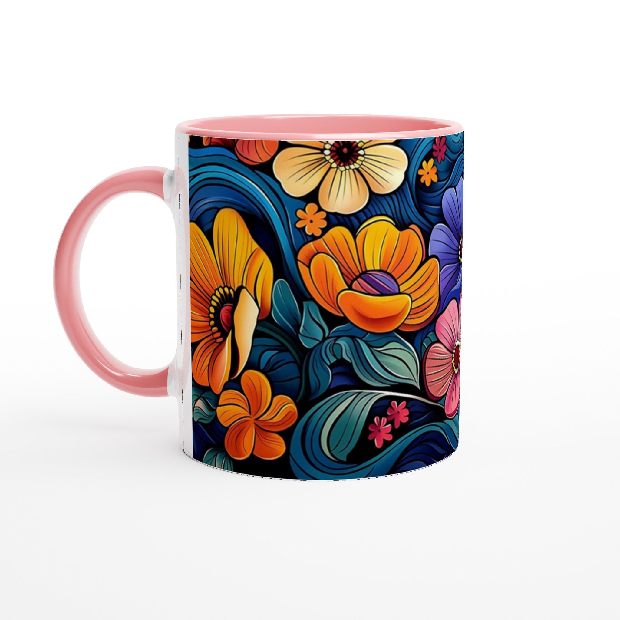 Färgsprakande Blommönster 11oz Keramisk Mugg – Välj bland 7 Livfulla Färger för Din Perfekta Kaffestund 6 549dbf29-fb0a-48c7-8f78-612a0f9f0f99