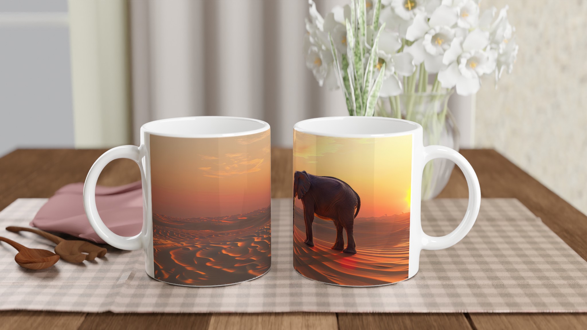 Majestätisk Elefant i Solnedgång – 11oz Keramisk Mugg för Äventyrare & Drömmare 10 54b20e58-04e9-489c-b006-069c8375805b