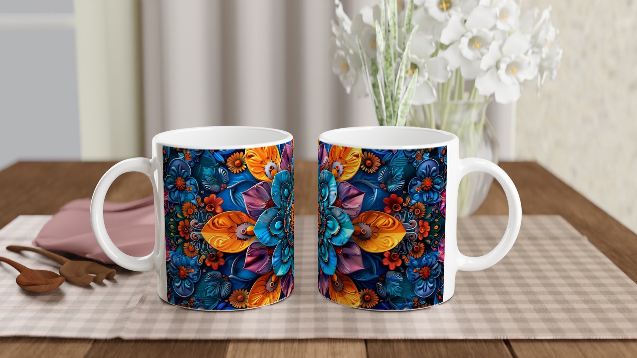 Mångfärgad Floral Mandala 11oz Keramikmugg - Lyxig Design för Din Favoritdryck 10 54e97a6c-281f-48ff-adf6-e4c9d6221865