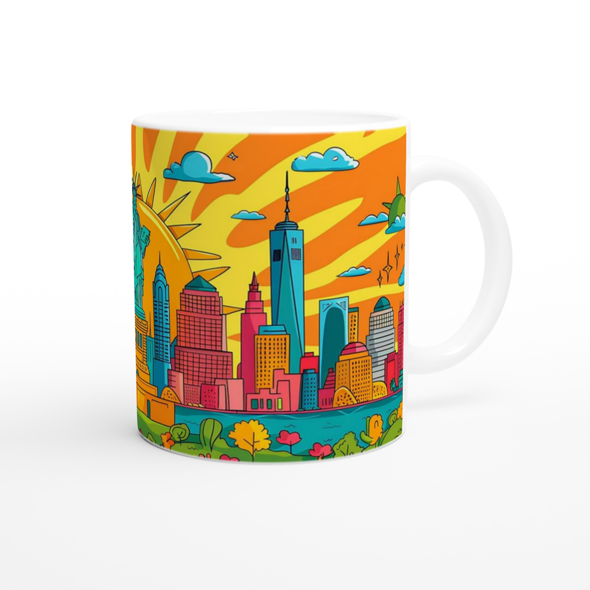 New York City Pop Art Mugg – Livlig skylineskildring för färgstarka morgnar, välj din keramiska färg! 9 54fdafac-c04d-45ae-a68b-fe9f7dd526c6
