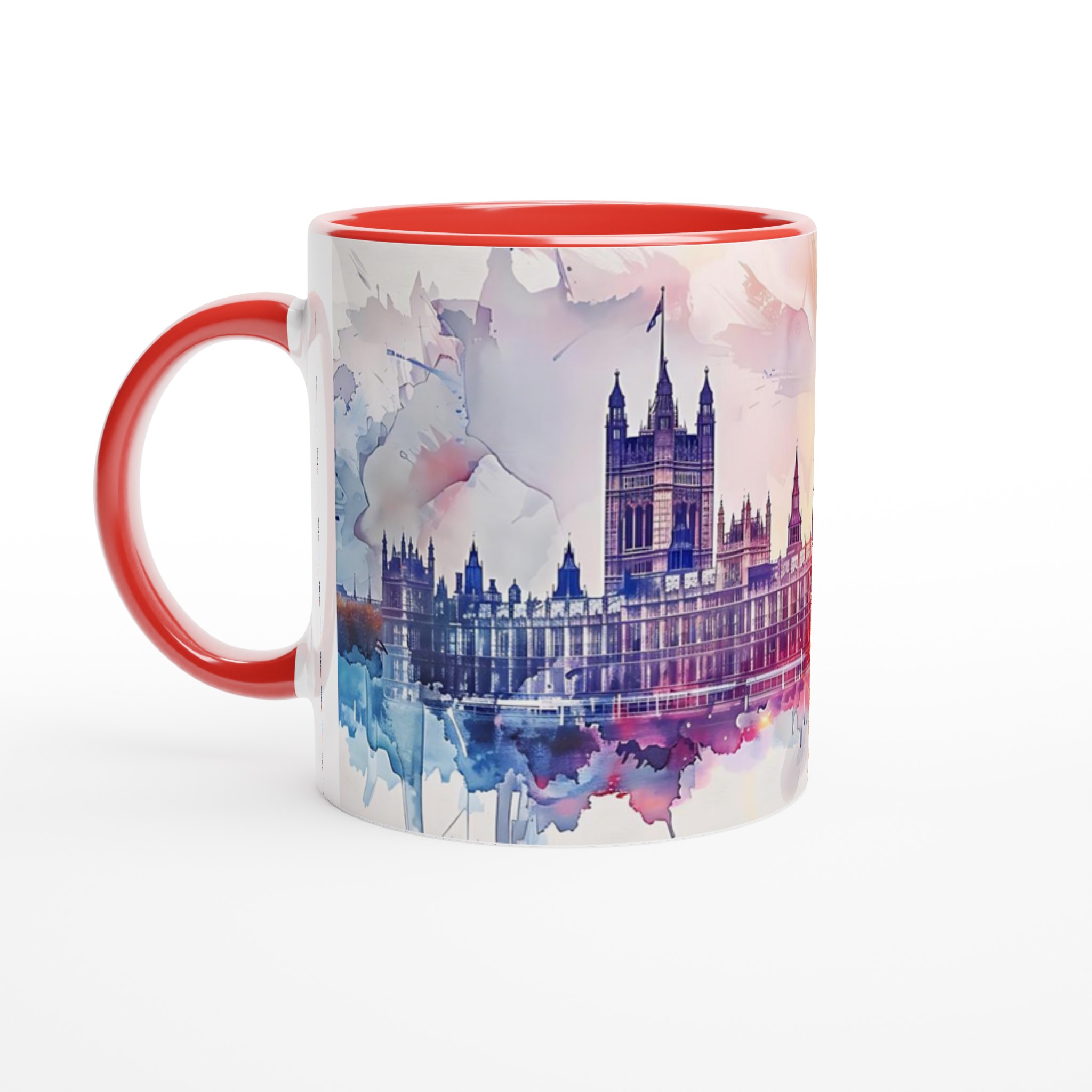 London Watercolor Cityscape Mugg – Konstnärlig Vit Keramikmugg, 11oz 5 551d845a-be0e-442c-a051-e43258383d1f
