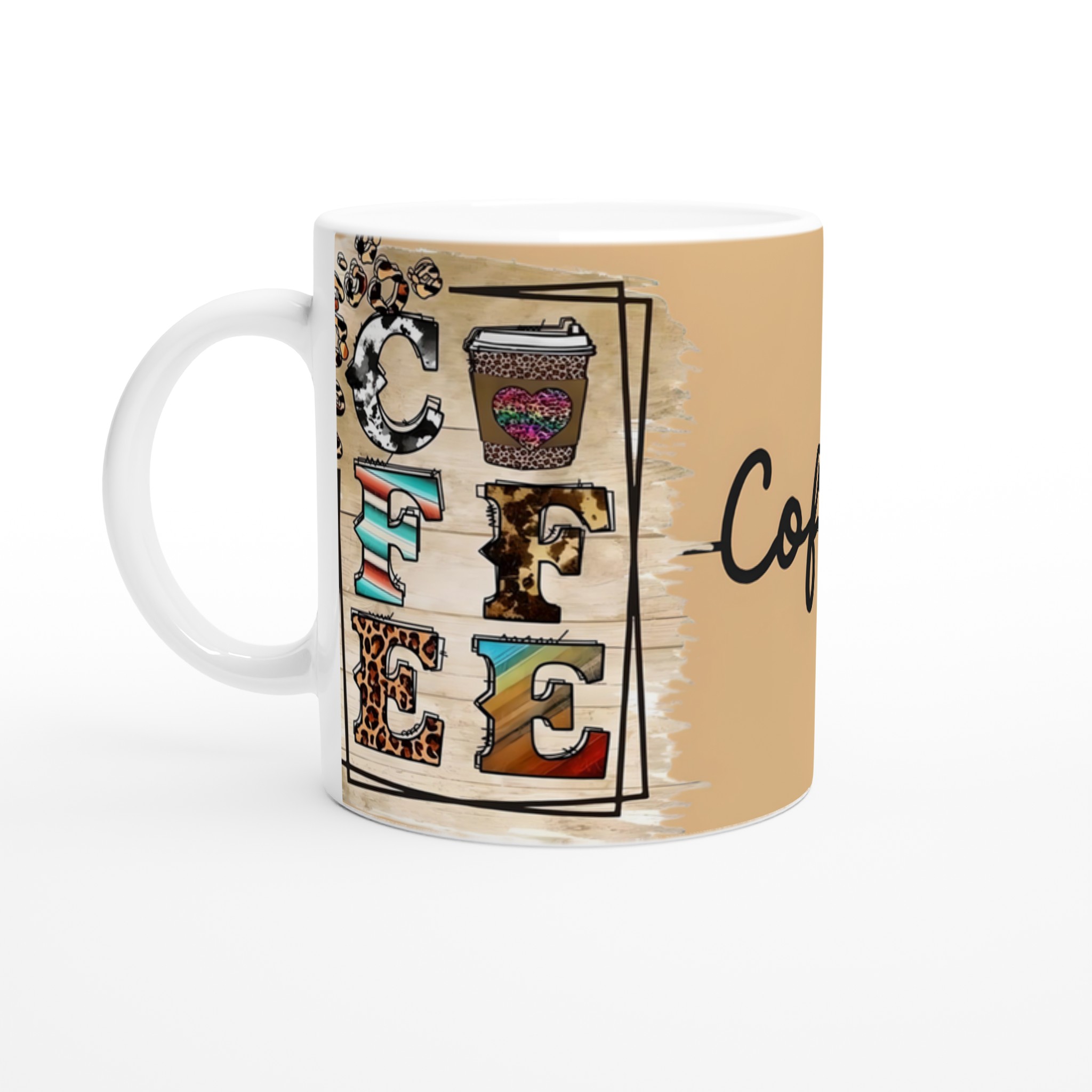 Färgstark 'COFFEE' Mugg – Leopardmönster & Rustik Charm i 11oz Keramik 1 552206a3-4150-4379-847c-a8a000e55d97
