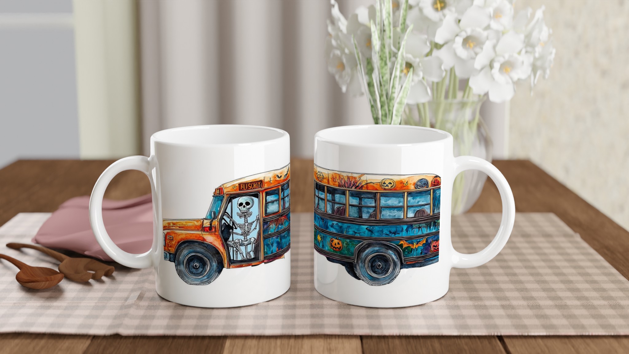 Spooky Skolbuss Halloween Mugg – Vit 11oz Keramikmugg för Skrämmande Goda Drycker 10 554cfc4c-5ffa-4146-9406-edc899b939c5