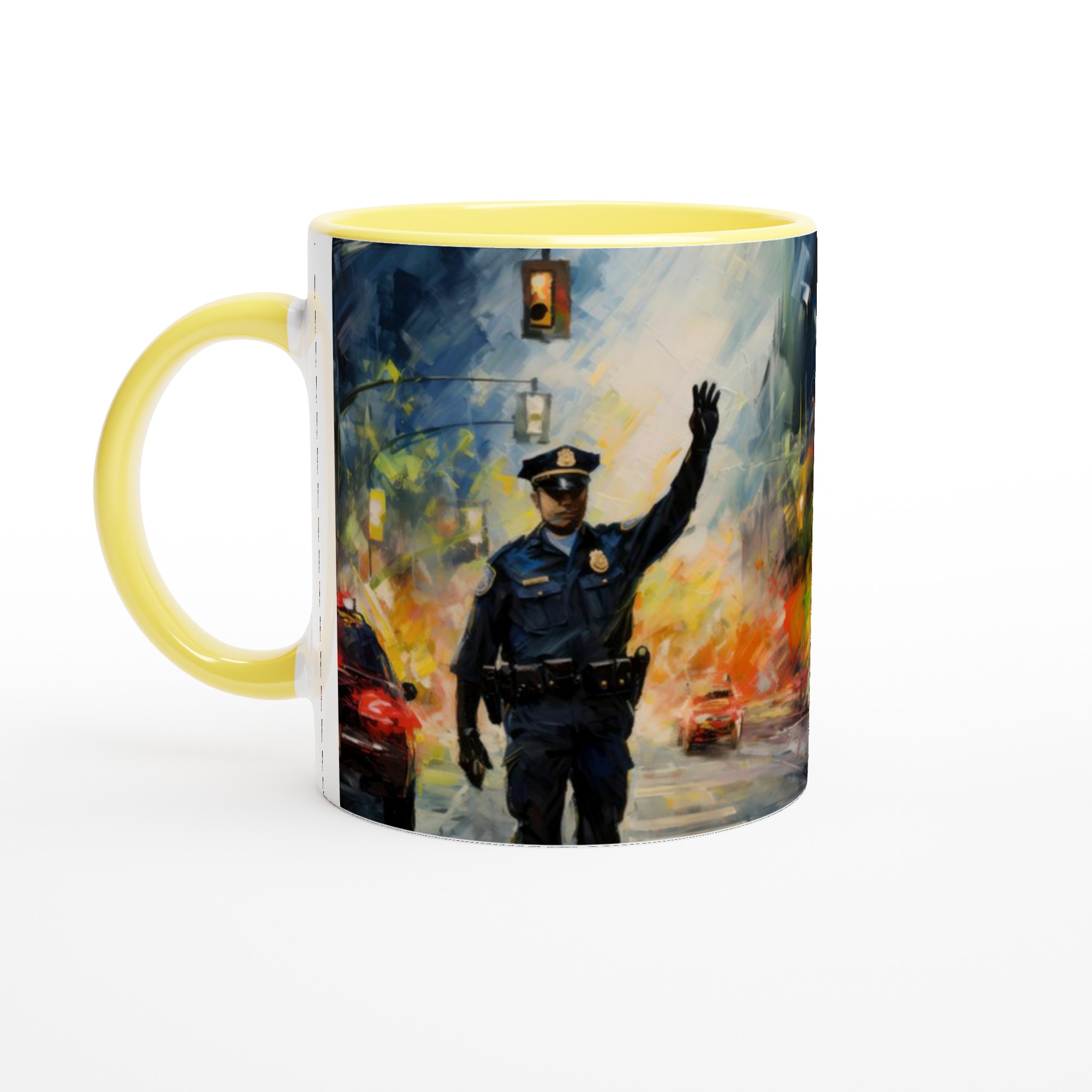 Vit 11oz keramisk mugg med levande konstnärligt stadsmotiv i sju färgstarka nyanser 3 5551d797-4c82-40b9-bd59-692535b75d46