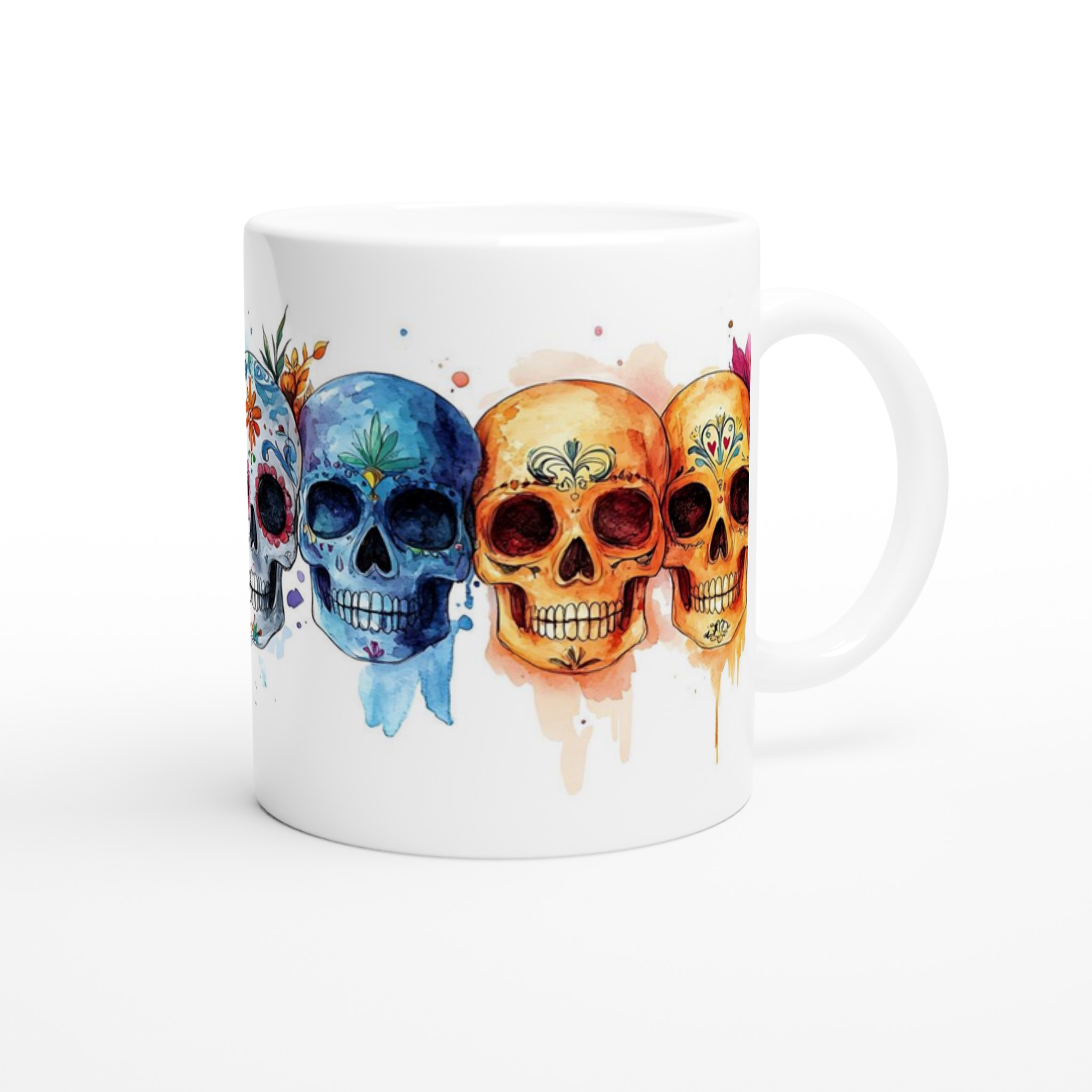 Färgglad Sugar Skull Keramikmugg - Livfull Akvarell Día de los Muertos Design, 11 oz 9 56d34275-07de-44ea-b544-f2b4966bf95a