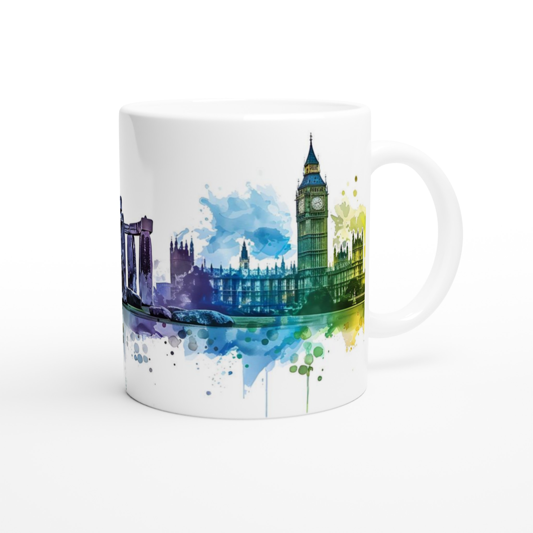 Storbritannien Vattenfärg Mugg - Ikoniska Landmärken i Levande Akvarell, 11oz Keramikmugg 9 56e6c5bd-82cb-4a3a-9398-3f02e40deb17