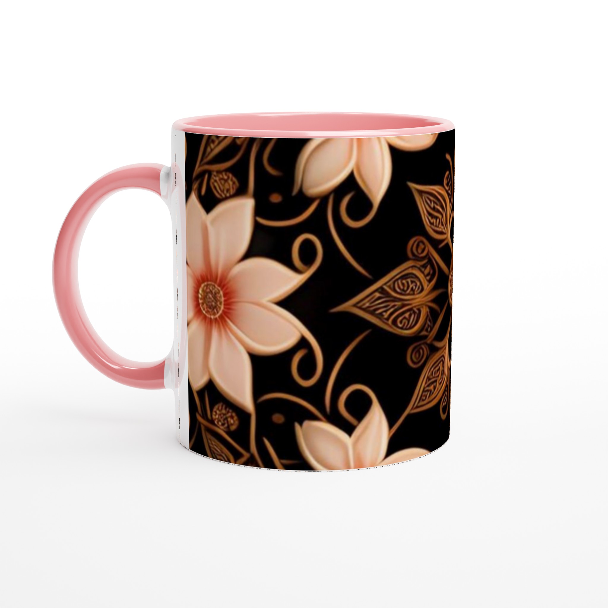 Elegant Floral Mandala 11oz Ceramic Mug – Choose Your Perfect Hue 6 56f229fb-0c25-44eb-9843-c5df9ba349fe