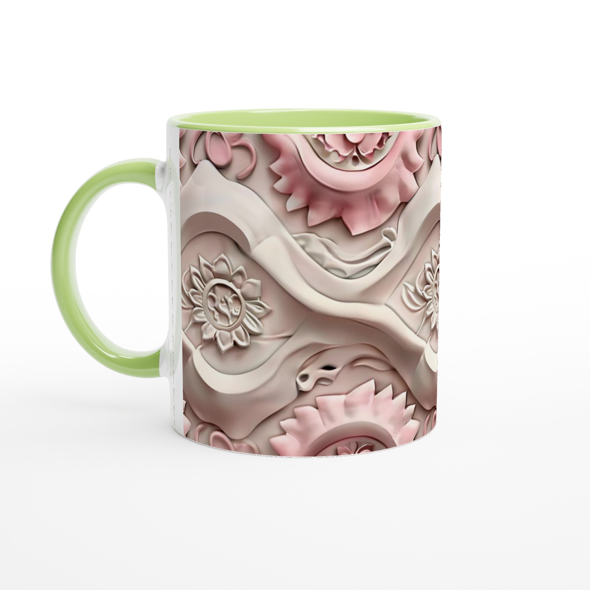 Elegant 11oz Keramisk Mugg – Delikat Reliefdesign i Rosa & Vitt, Välj bland 7 Förtrollande Färger 7 570730fb-48b5-4513-8297-27f69dd2d4fd