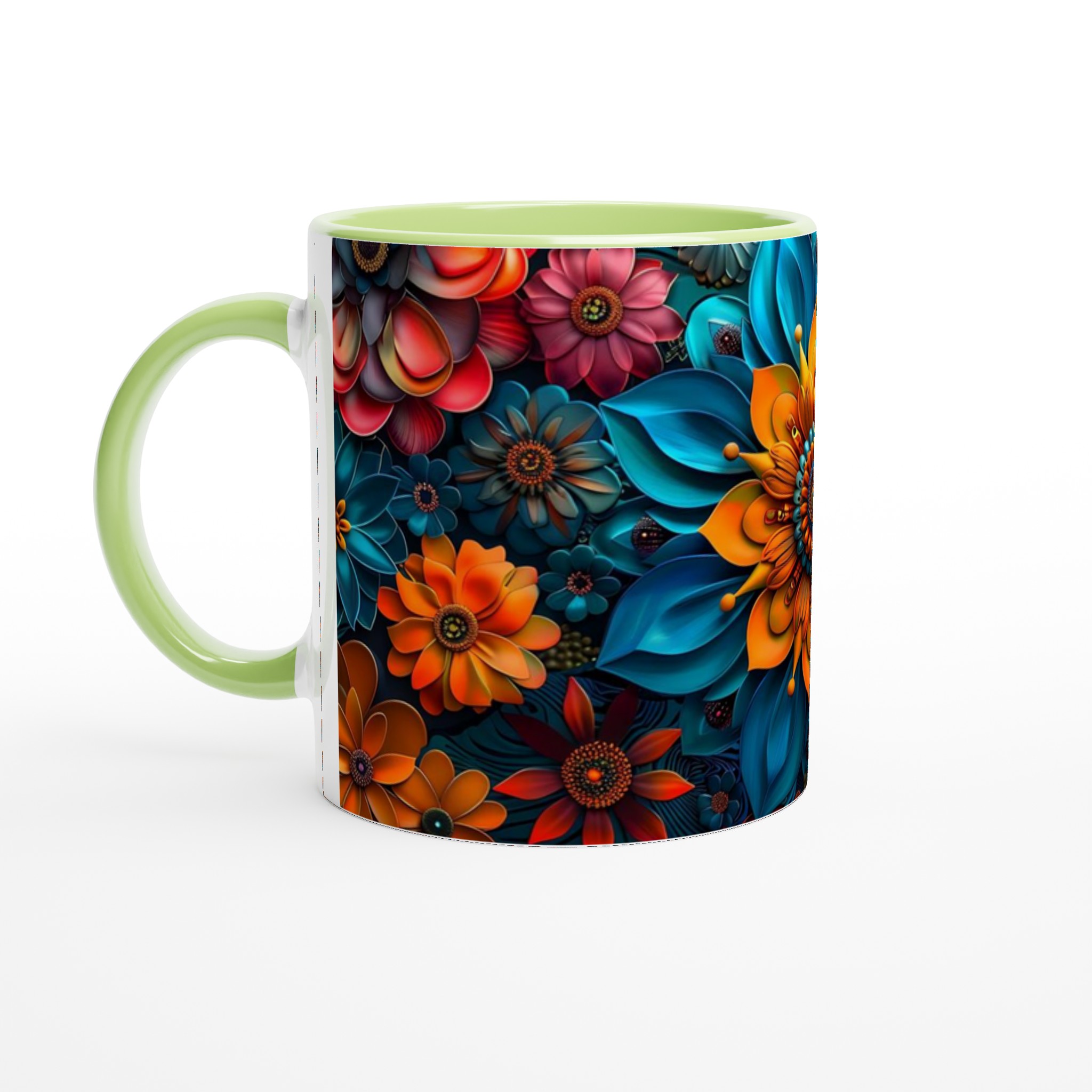 Mångfärgad blommig keramikmugg – 11 oz premiummugg i ditt val av sju livfulla färger 7 5712775d-1e16-46ab-9a80-36ecf28b2619
