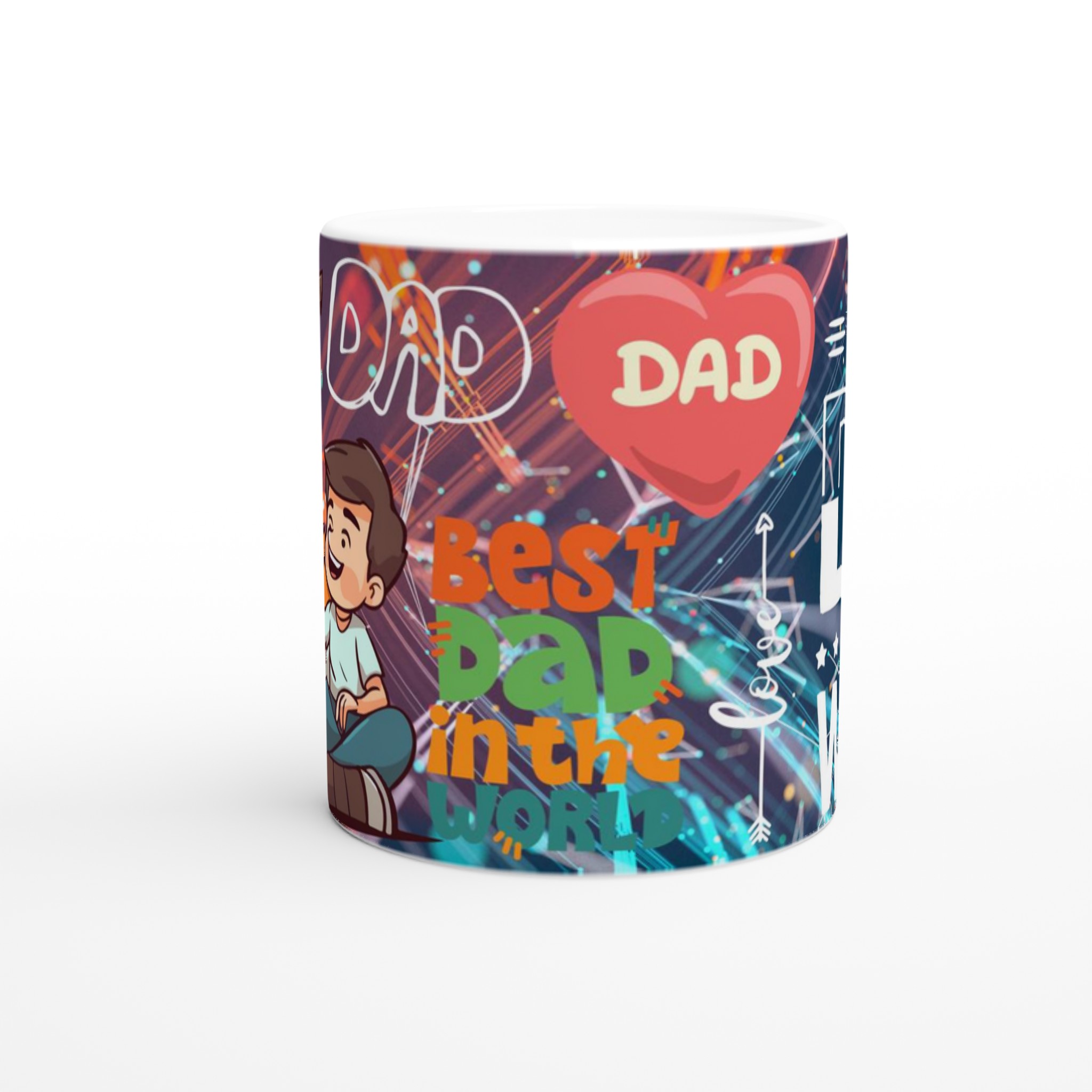 Vit 11oz keramisk mugg – hylla världens bästa pappa med charmiga färger 8 57574150-3f1a-47a9-a8b5-bc484e32d966