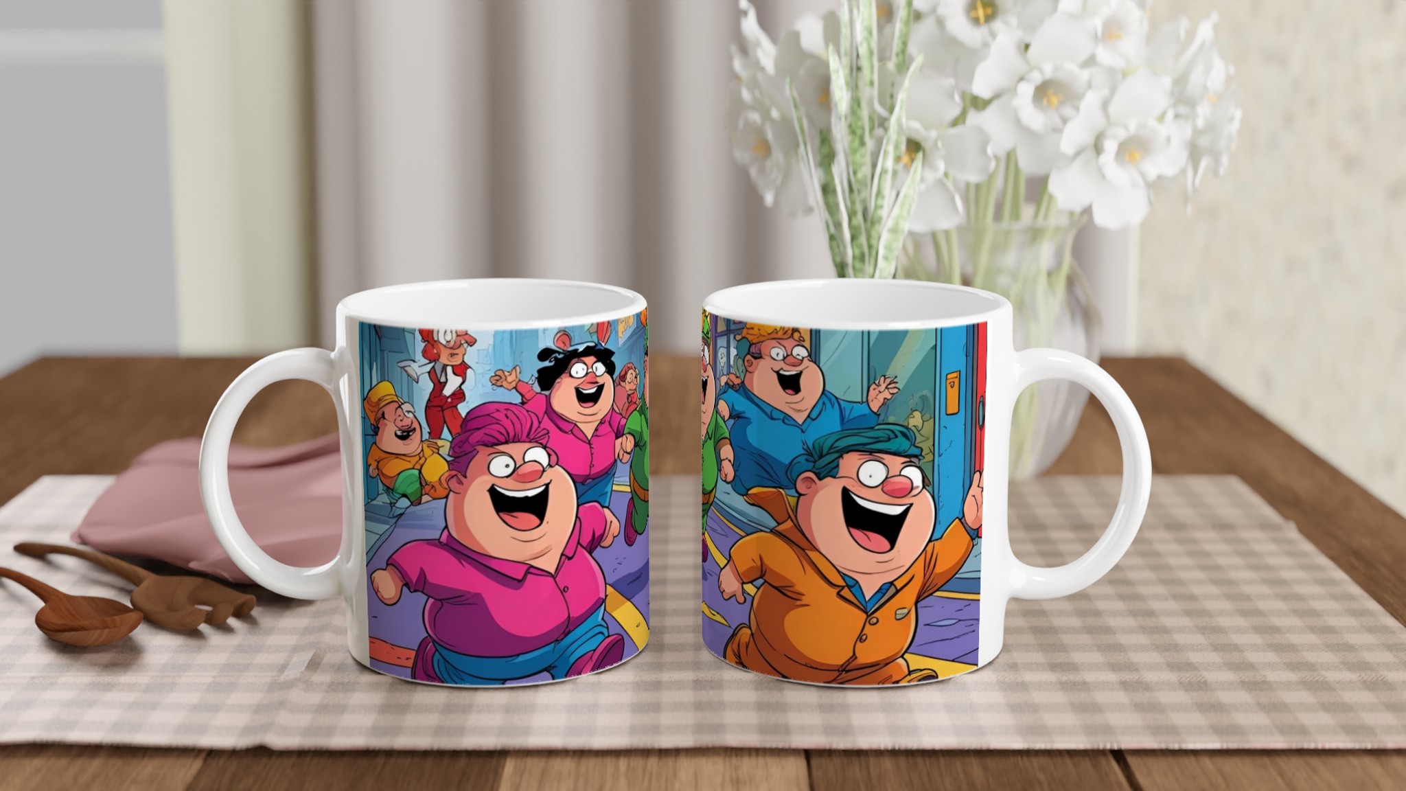 Vit 11oz keramisk mugg med glatt och färgstarkt designmotiv i flera livfulla kulörer 11 57574604-965f-43f8-9e4b-ab20f7387fdf