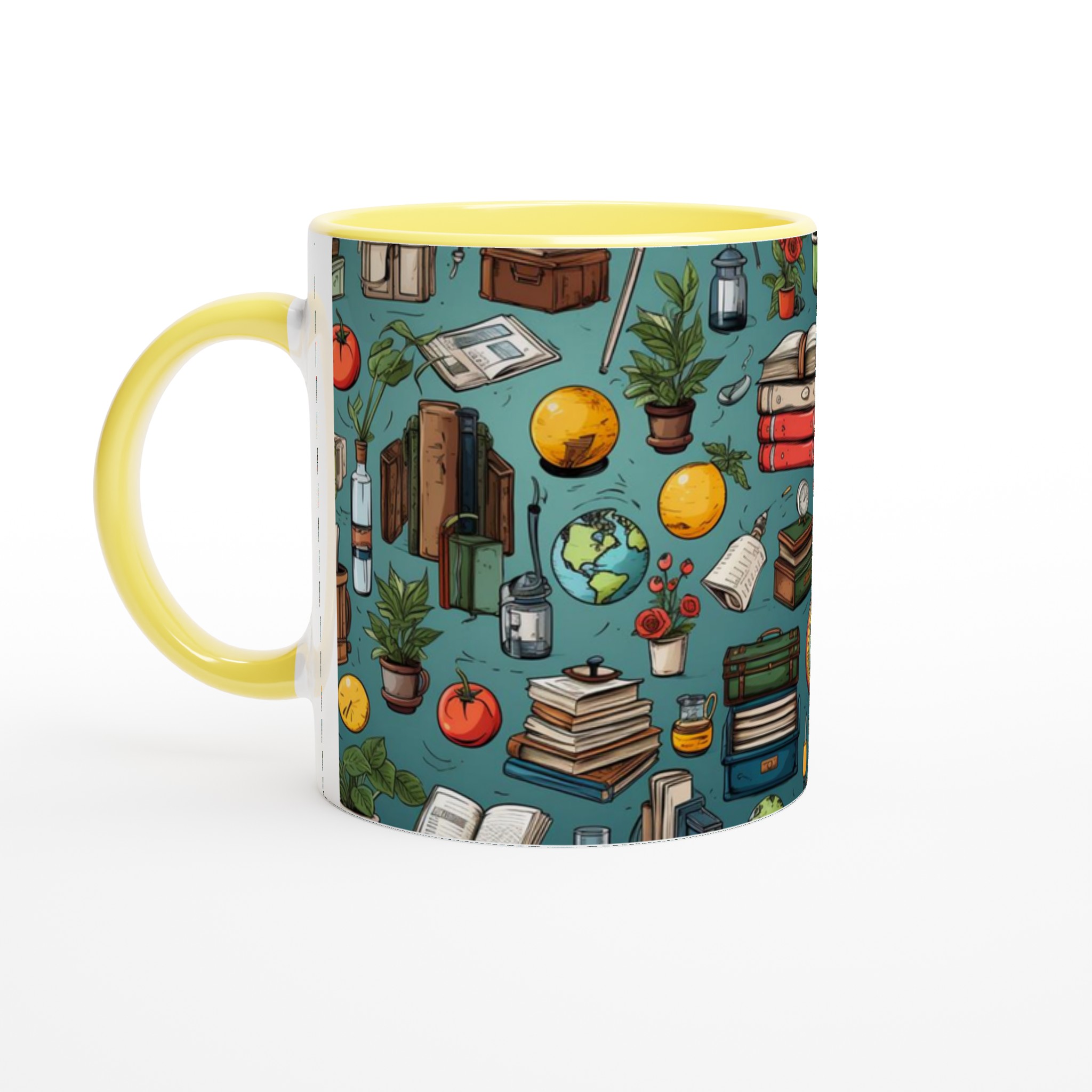 Vit 11oz keramisk mugg med vintage skolmotiv – välj mellan sju levande färger 3 575cf643-d224-4660-aed0-60db8d0f6bab
