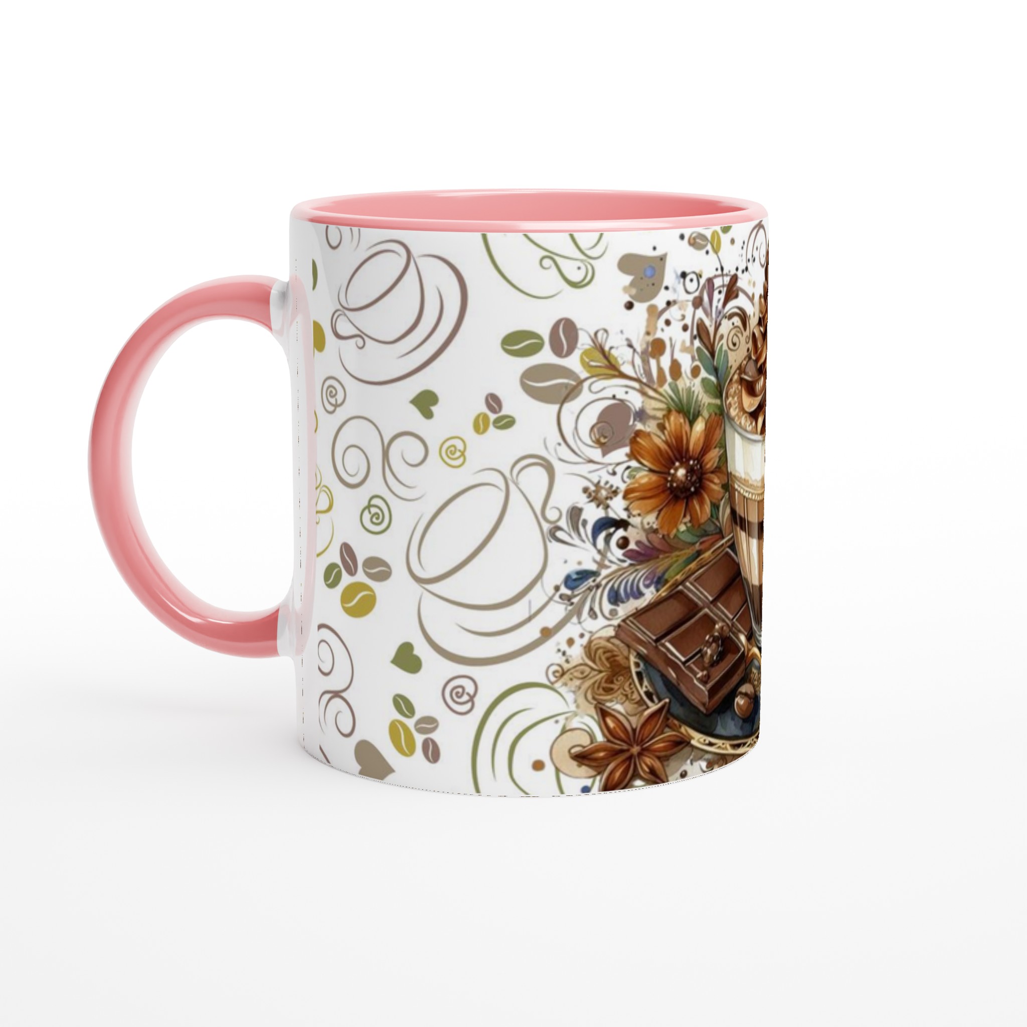 Vit 11oz keramisk mugg med elegant kaffemotiv i varma jordtoner – välj din favoritfärg 6 577e4059-0e55-4868-b6d9-93aa1d2cf8b0
