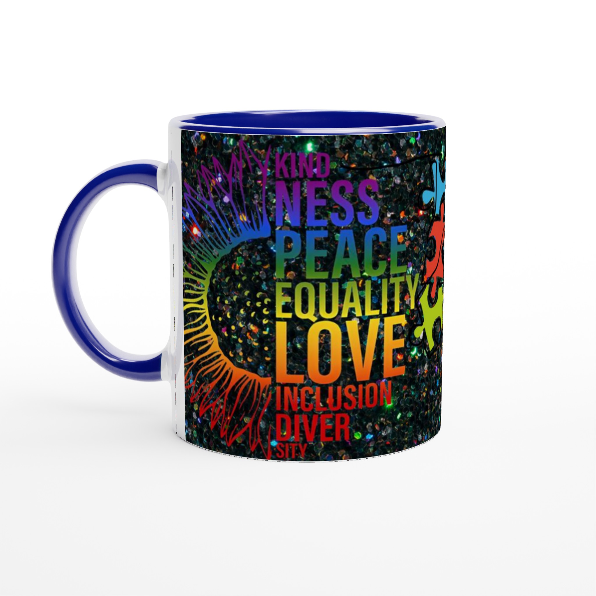 Vit 11oz keramisk mugg med färgglad inkluderingsdesign i din favoritfärg 2 578cb5cf-c2fb-4b87-9aca-9a2801707d98