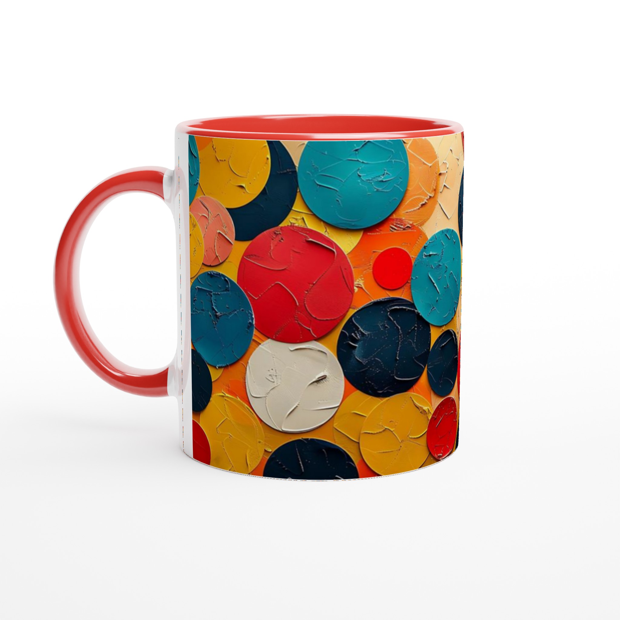 Abstrakt Pop Art Keramikmugg - 11oz, Levande Cirklar 5 57a6da7c-8611-4735-9c9b-098a0a94a2b4