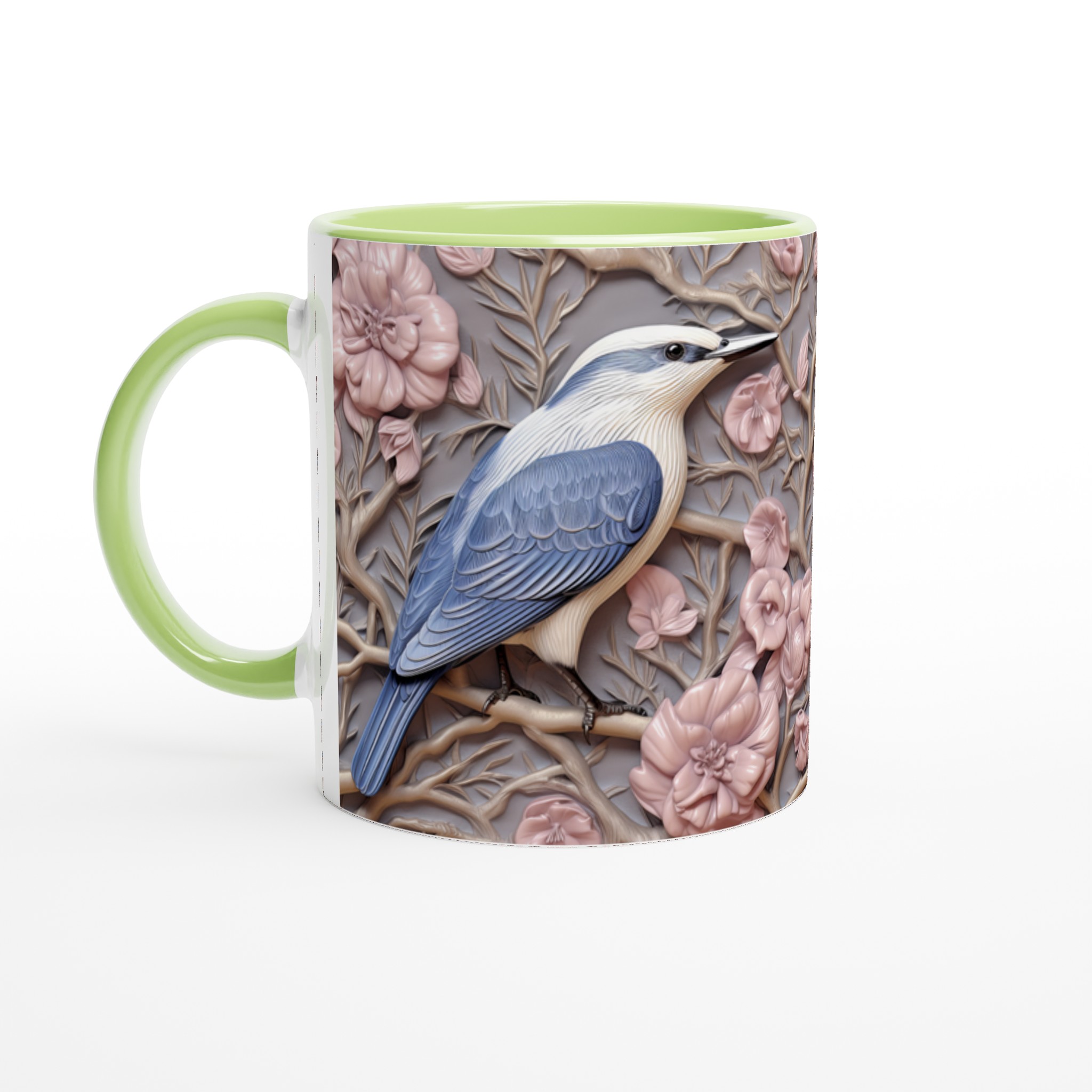 Elegant Ceramic Mug with Bluebird and Blush Floral Art – 11oz Premium Drinkware in Your Choice of Color 7 57a84714-9d66-4b06-8804-ea6b9fedddb6