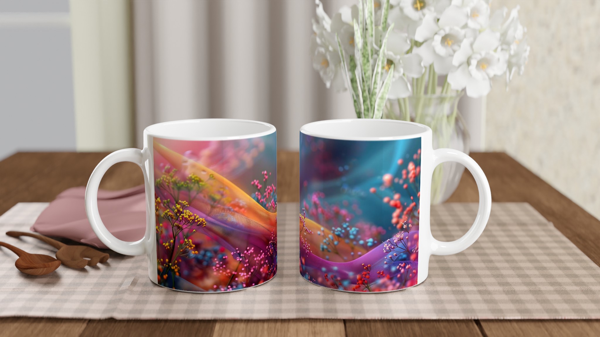 Färgsprakande Blomstermugg – 11oz Keramikmugg i ditt val av 7 nyanser 10 57afe1ba-2319-4261-9a73-7f6904068aed