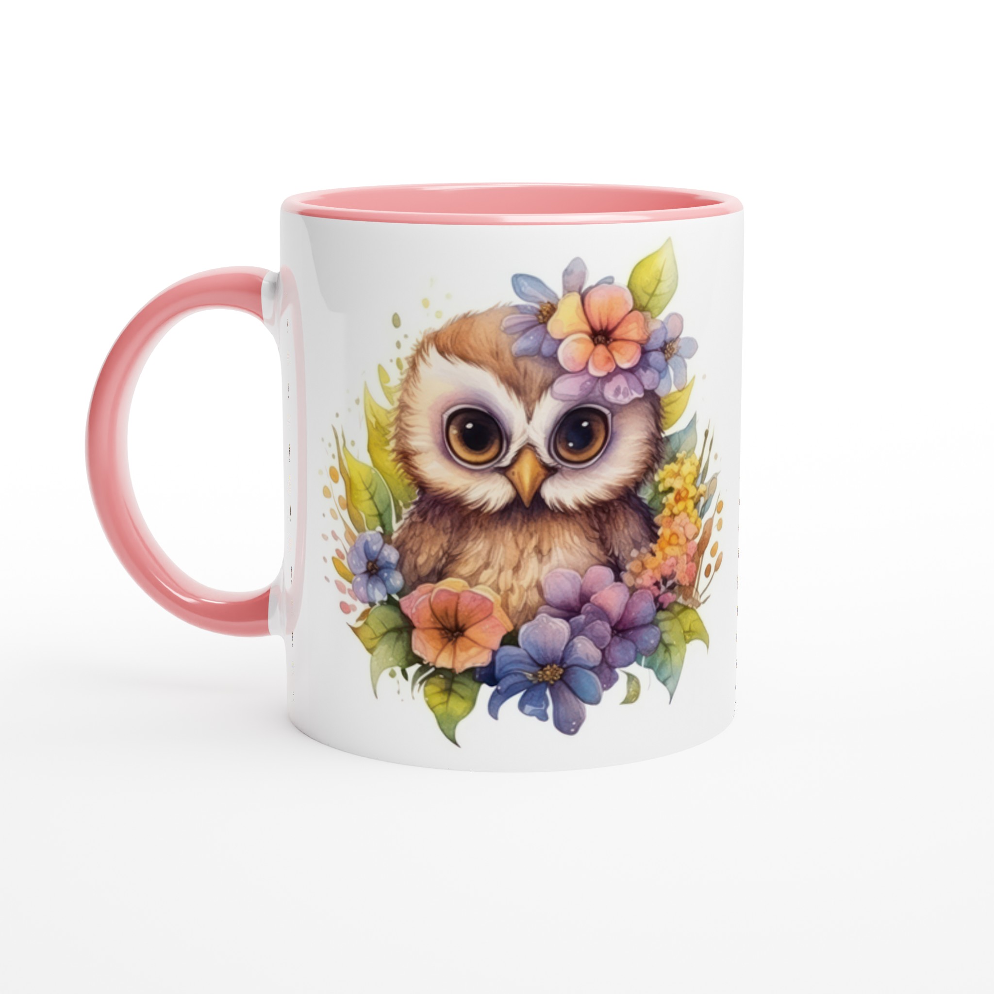 Vit 11oz keramisk mugg med charmig ugglemotiv – välj din favoritfärg för en personlig touch 6 57b72b47-6d1e-4310-8512-45f5f8b03f61