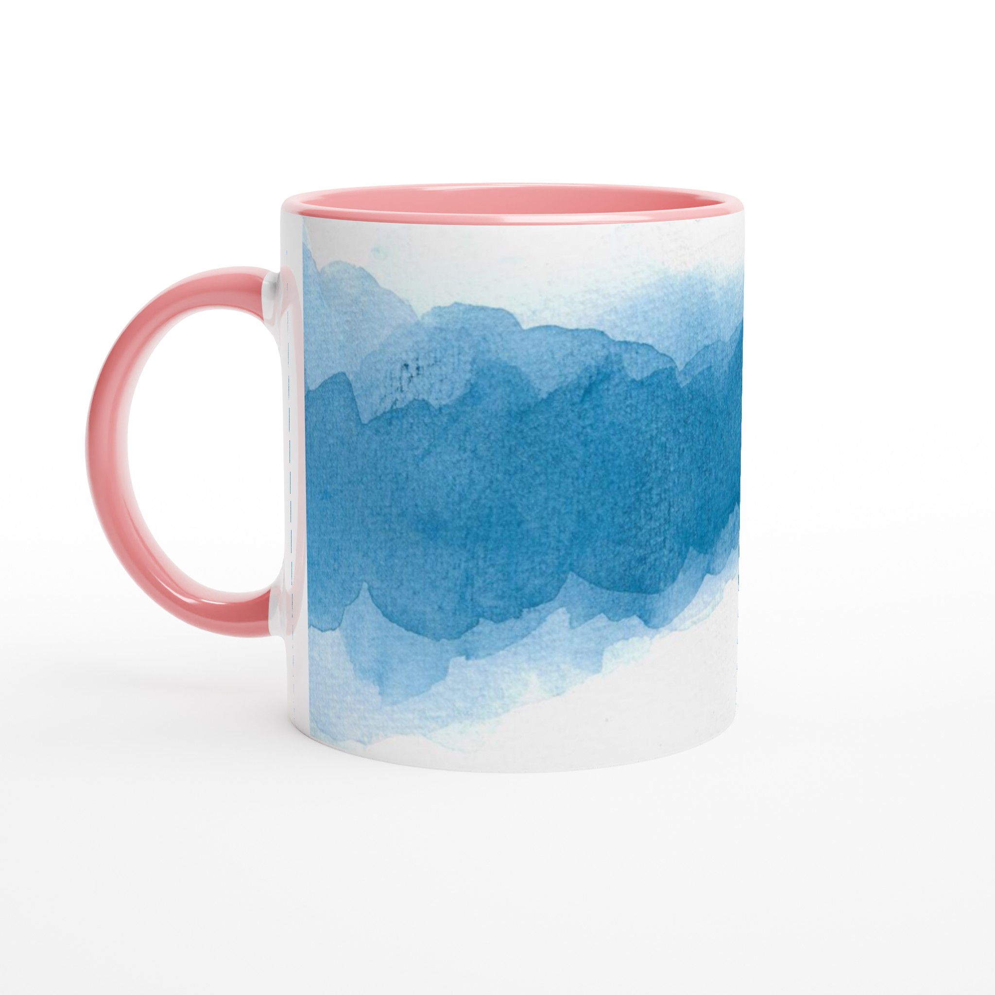 Vit 11oz keramisk mugg med djupblå aquarelldesign – välj bland sju levande keramfärger 6 57e3bdf8-60d2-4697-9377-689350d1519f