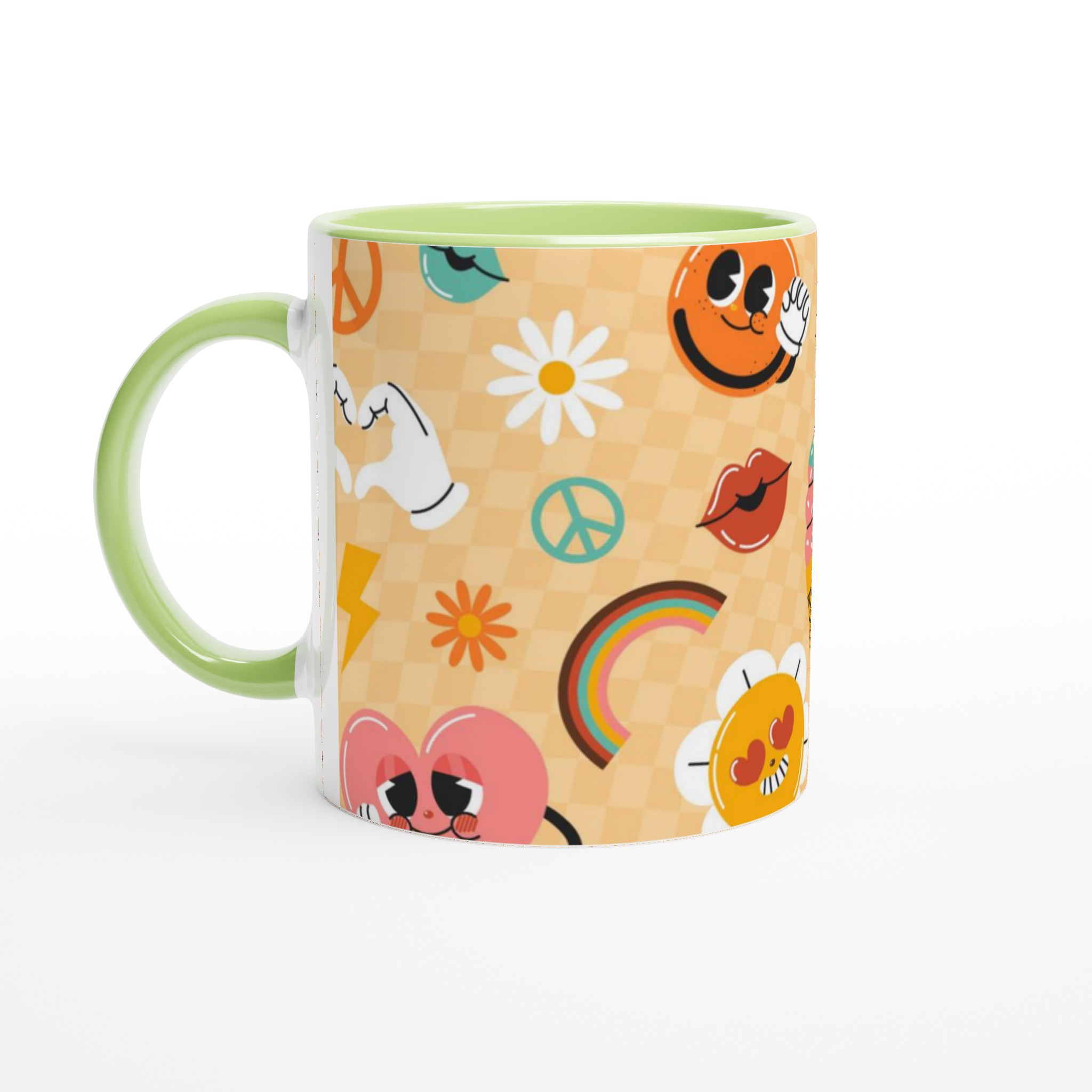 Retro Vibe Keramikmugg 11oz – Kärlek, Fred & Glada Ansikten i Ditt Val av Färg 7 57e95911-9aaa-4e8a-96ec-729f98a7269e