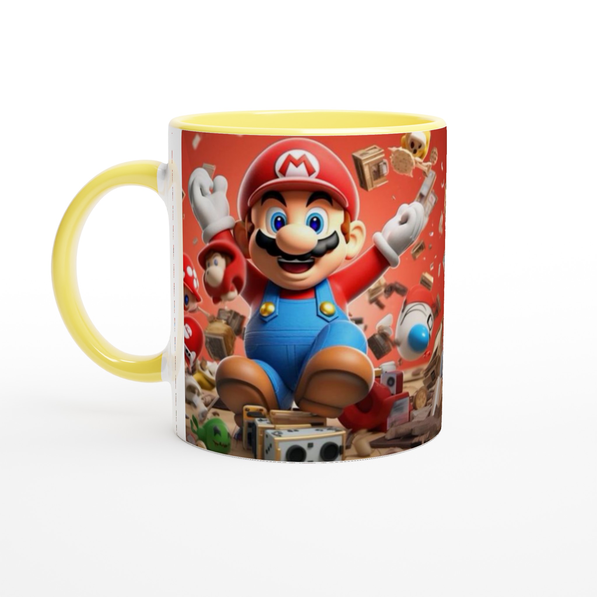 Vit 11oz keramisk mugg med färgstarkt Mario-tema i flera keramiska färger 3 57ea745e-10c9-4023-a47a-af620376e19f