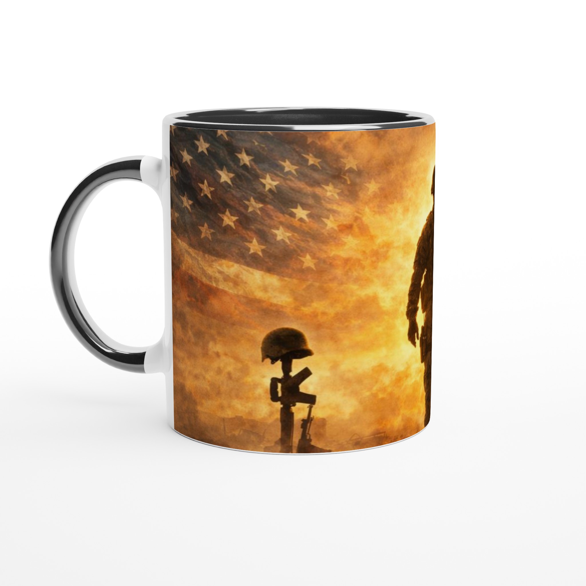 Vit 11oz keramisk mugg med patriotisk militärmotiv – välj bland sju livfulla keramiska färger 4 57ef3910-d2a8-4c4e-87d3-2b7e459cb9c5