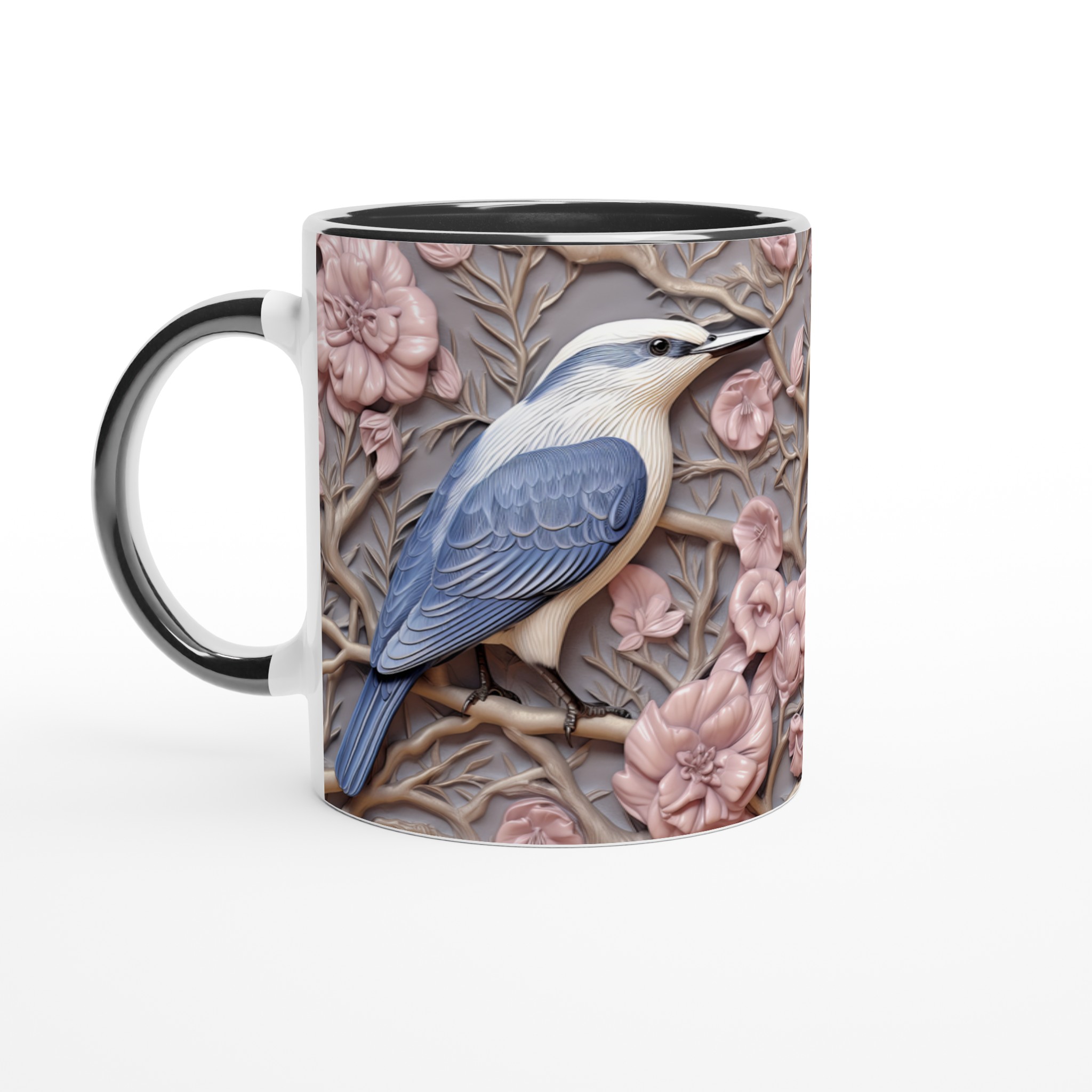 Elegant Ceramic Mug with Bluebird and Blush Floral Art – 11oz Premium Drinkware in Your Choice of Color 4 583e865c-886c-4bd1-99a6-77c665bce040