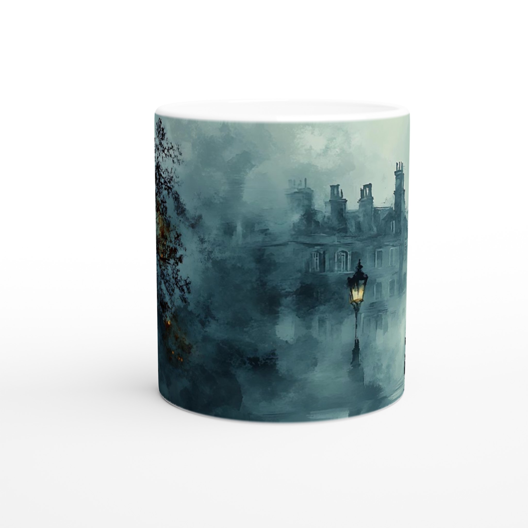 Mystisk Gryning 11oz Keramisk Mugg - Drömsk Stadsmiljö i Dimmiga Blåtoner 8 5870448b-4ede-4d7a-929d-1b5c1a701ae0