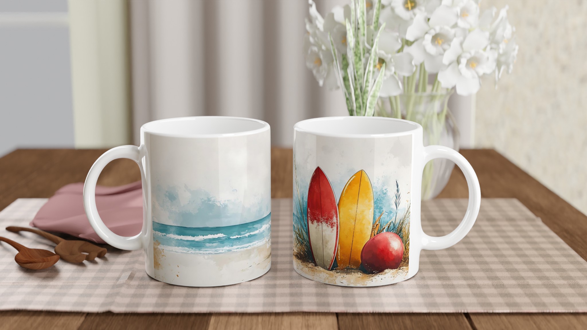 Semester & Strand Keramikmugg - 11oz, Levande Akvarellstil för Din Kaffestund 10 588a20c9-5716-42b8-a41d-27a9cf80afe9