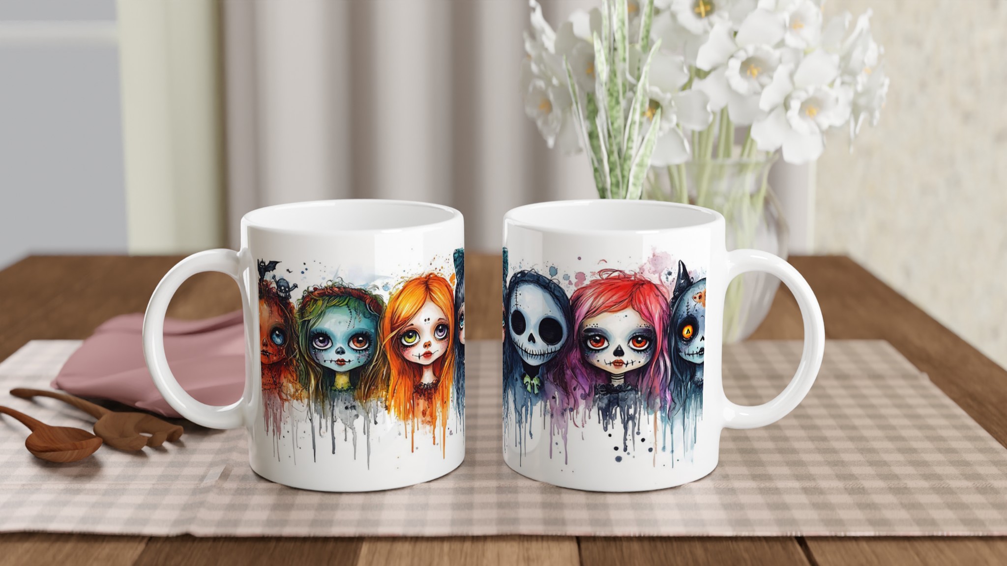 Udda Vänner Keramisk Mugg – Gotisk Akvarell Design i 7 Färger 10 589593ea-af79-49f8-935d-ed7c7c1425b0